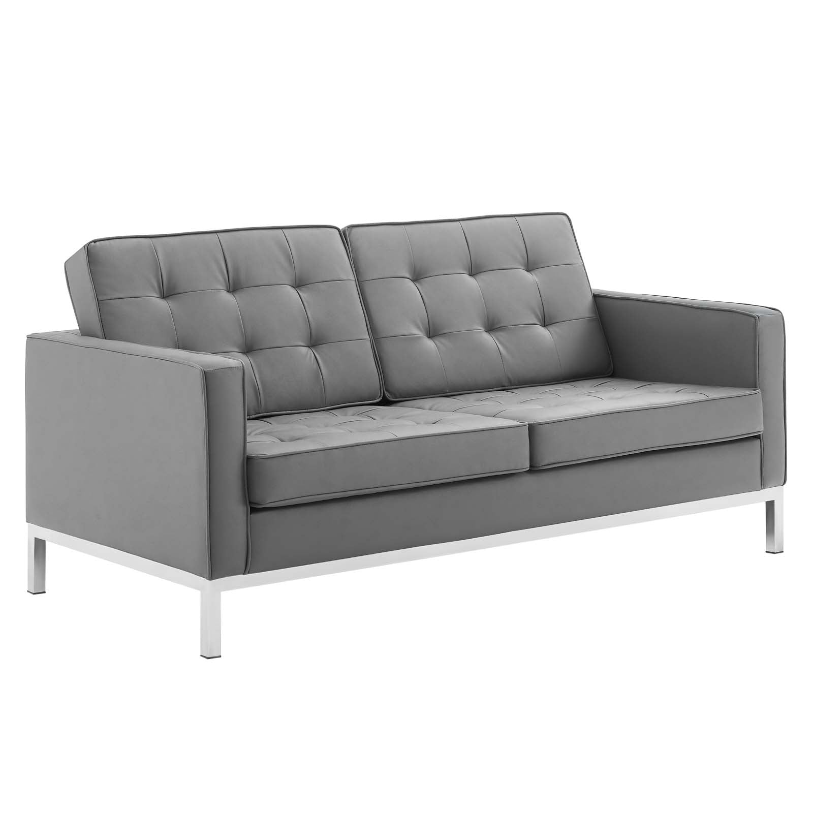 Loft Tufted Upholstered Faux Leather Loveseat and Armchair Set-Sofa Set-Modway-Wall2Wall Furnishings