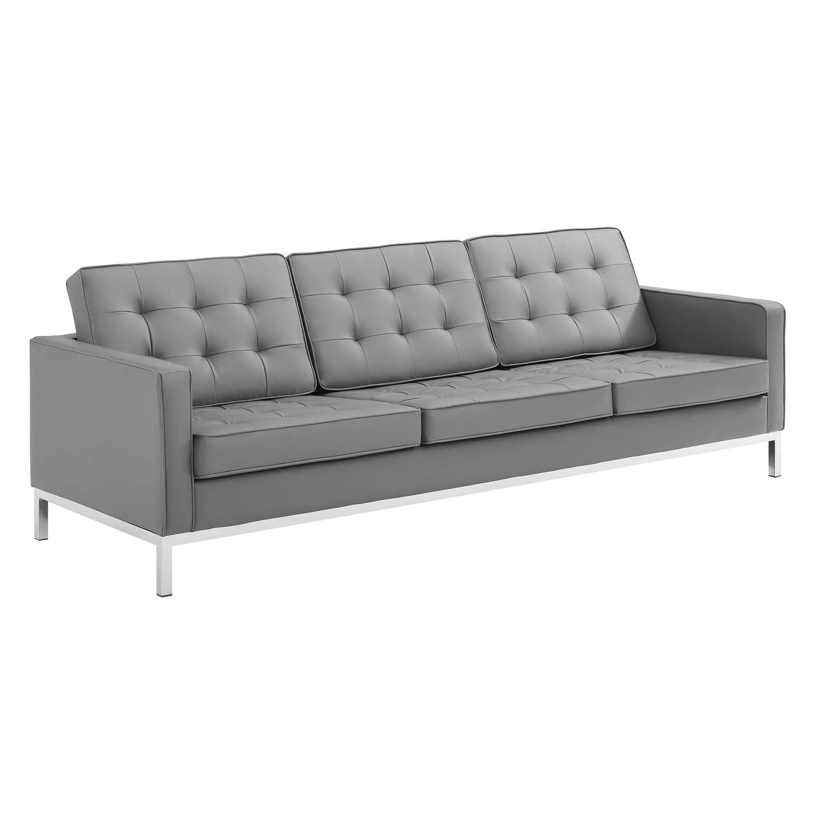 Loft Tufted Upholstered Faux Leather Sofa and Armchair Set-Sofa Set-Modway-Wall2Wall Furnishings