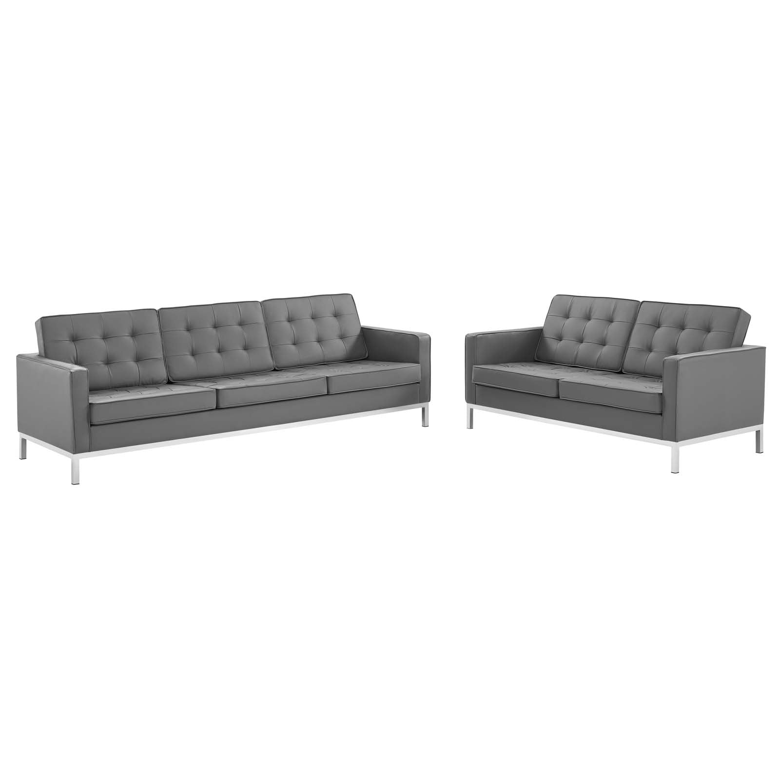 Loft Tufted Vegan Leather 2-Piece Furniture Set-Sofa Set-Modway-Wall2Wall Furnishings