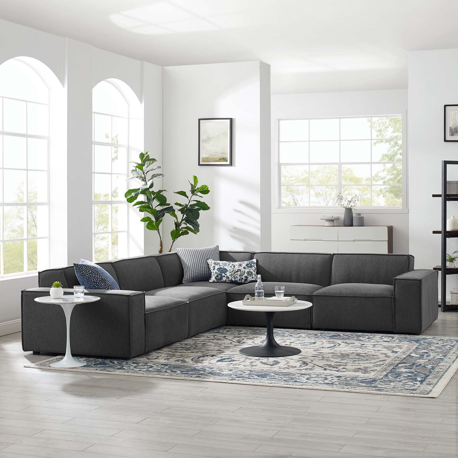 Restore 5-Piece Sectional Sofa-Sectional-Modway-Wall2Wall Furnishings