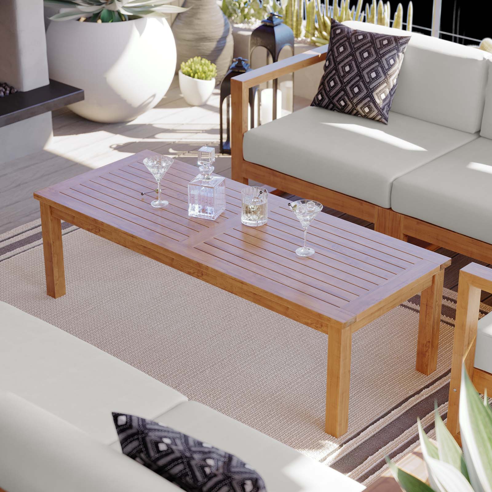 Upland Outdoor Patio Teak Wood Coffee Table-Outdoor Coffee Table-Modway-Wall2Wall Furnishings