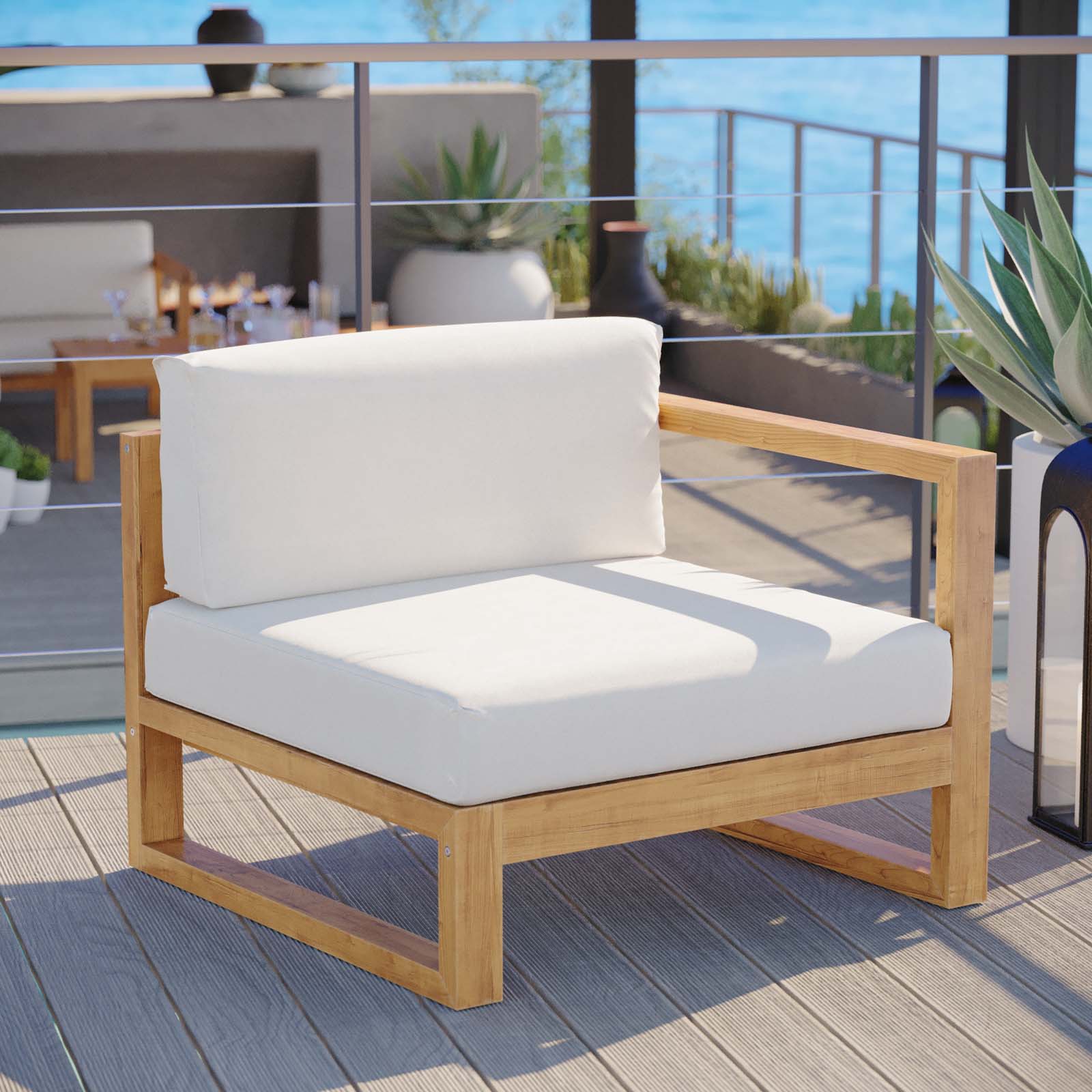 Upland Outdoor Patio Teak Wood Right-Arm Chair-Outdoor Arm Chair-Modway-Wall2Wall Furnishings