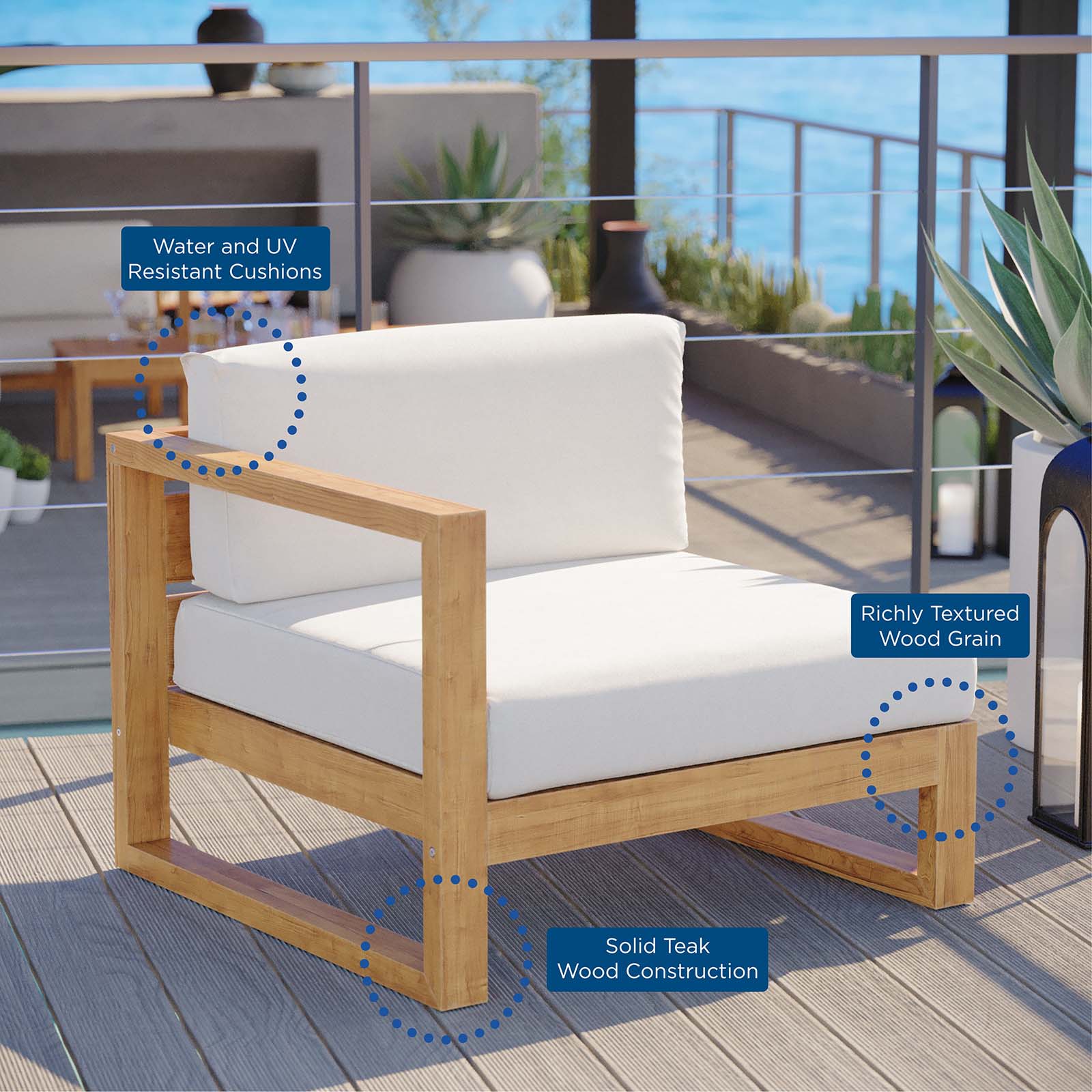 Upland Outdoor Patio Teak Wood Left-Arm Chair-Outdoor Arm Chair-Modway-Wall2Wall Furnishings