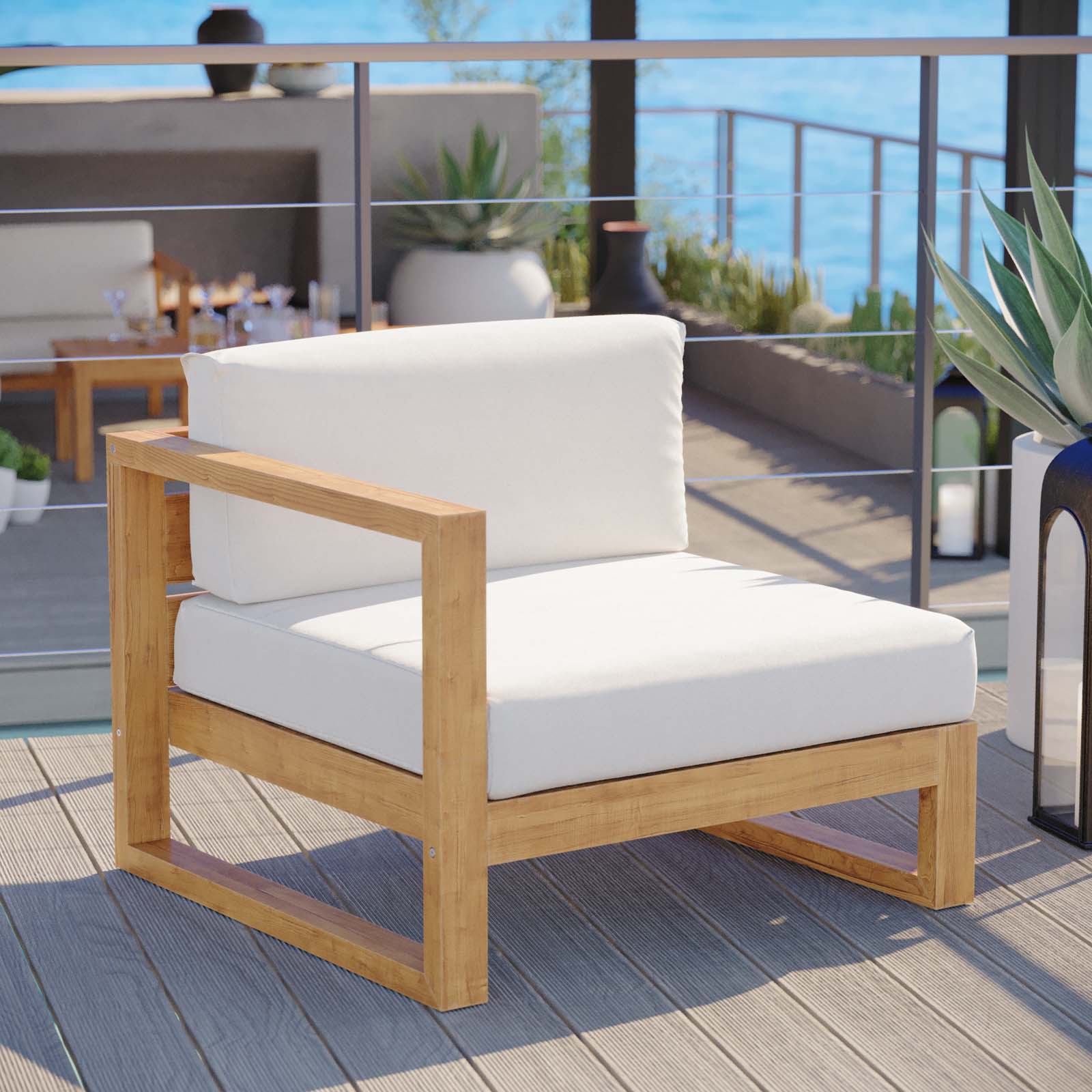 Upland Outdoor Patio Teak Wood Left-Arm Chair-Outdoor Arm Chair-Modway-Wall2Wall Furnishings