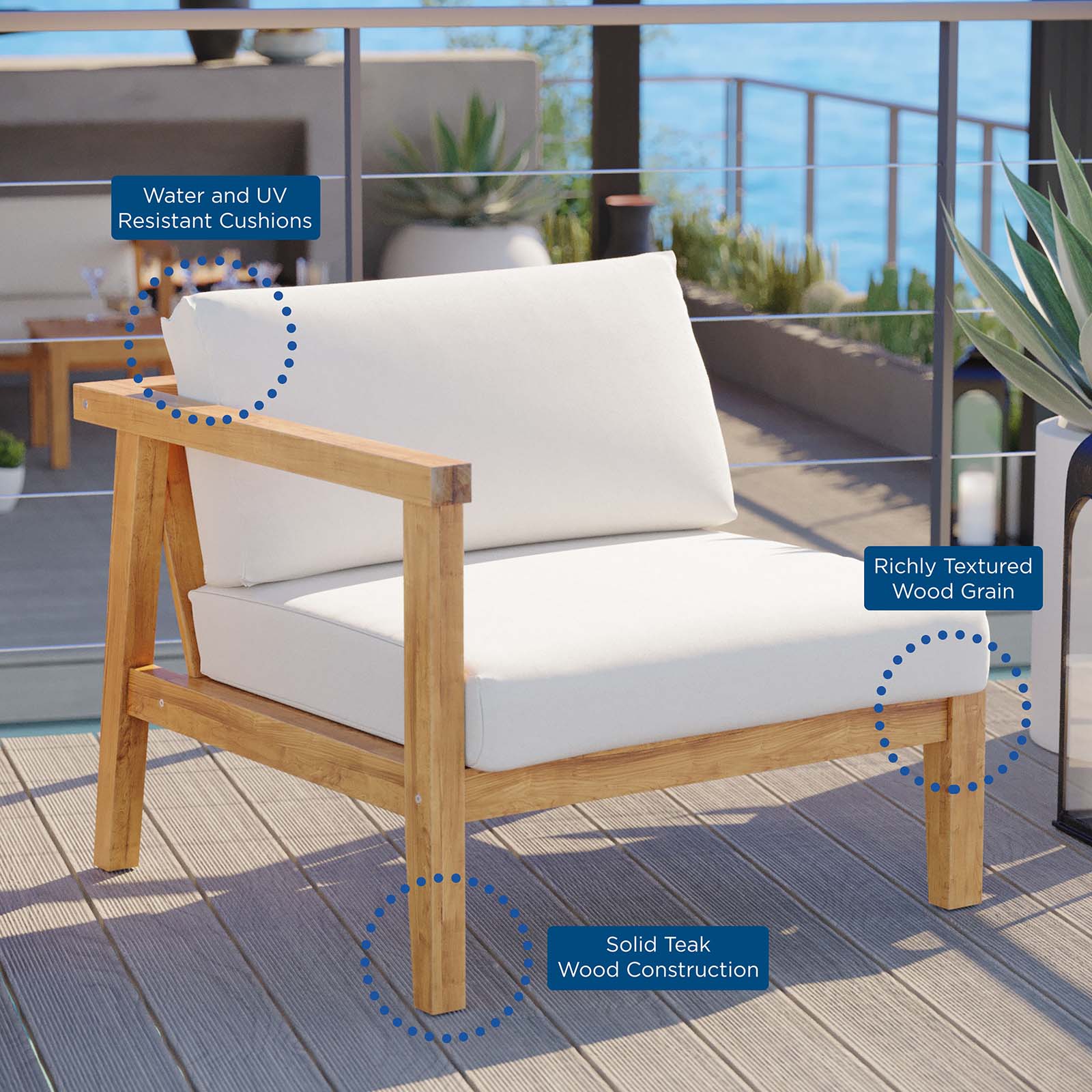 Bayport Outdoor Patio Teak Wood Left-Arm Chair-Outdoor Arm Chair-Modway-Wall2Wall Furnishings