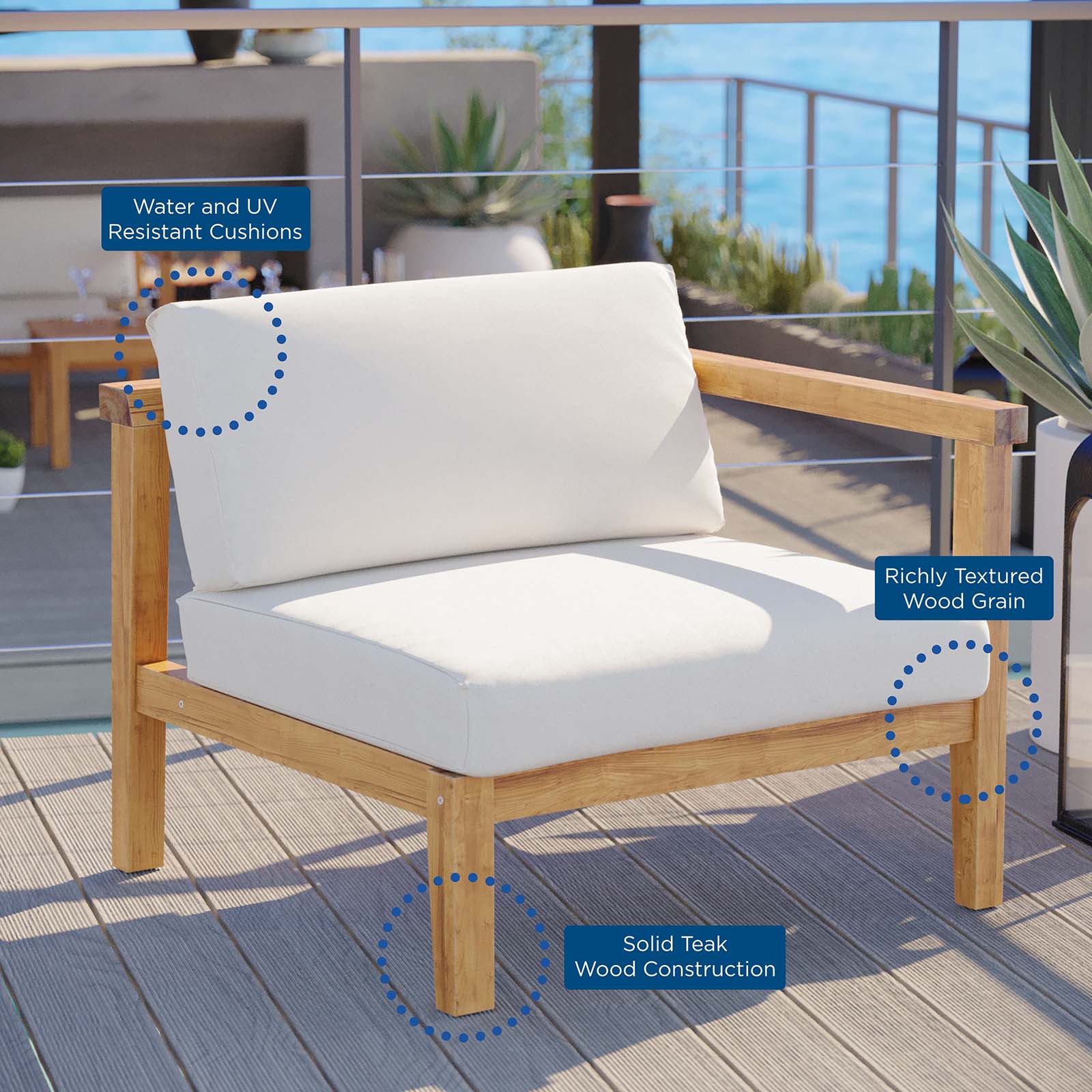 Bayport Outdoor Patio Teak Wood Right-Arm Chair-Outdoor Arm Chair-Modway-Wall2Wall Furnishings