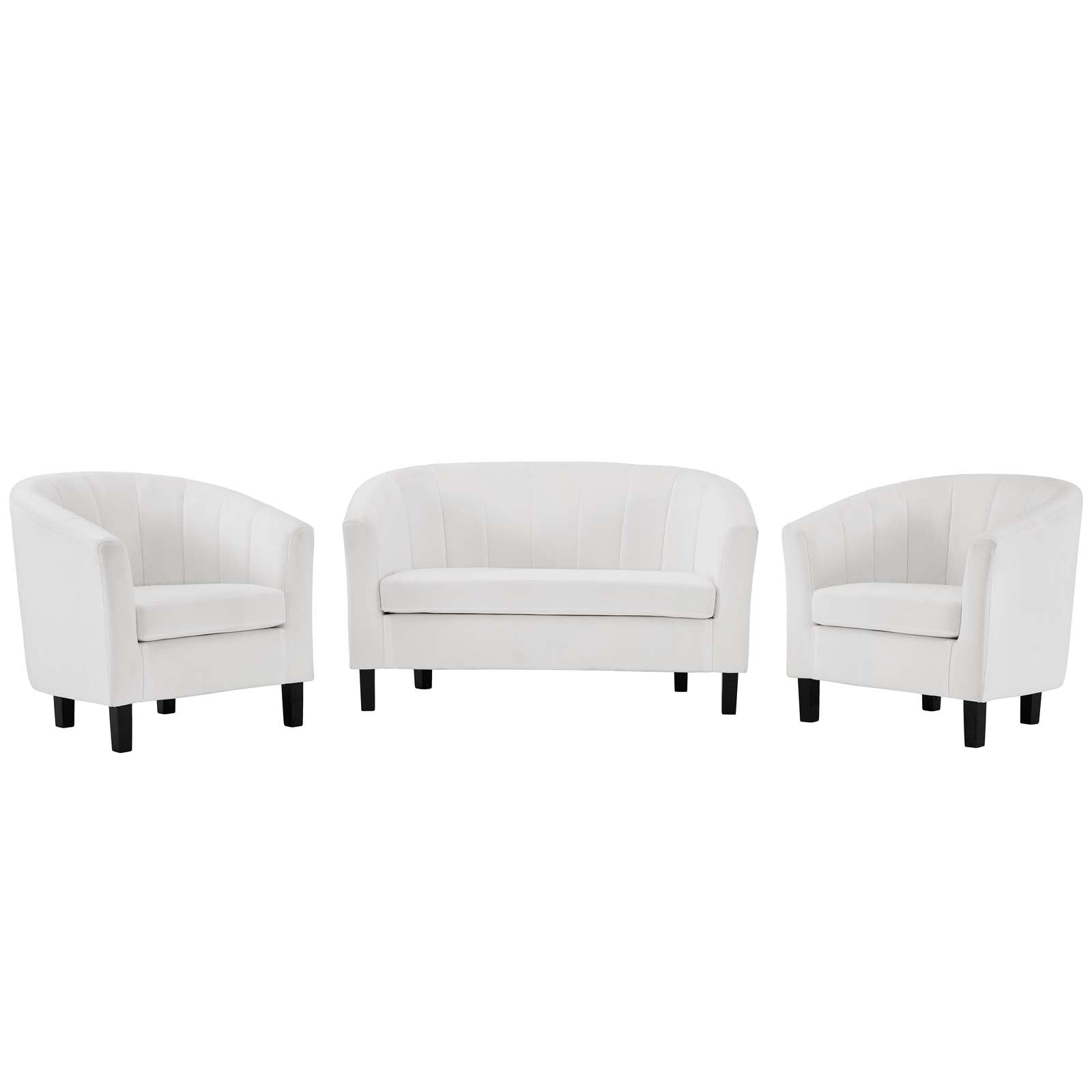 Prospect Channel Tufted 3 Piece Performance Velvet Set-Sofa Set-Modway-Wall2Wall Furnishings
