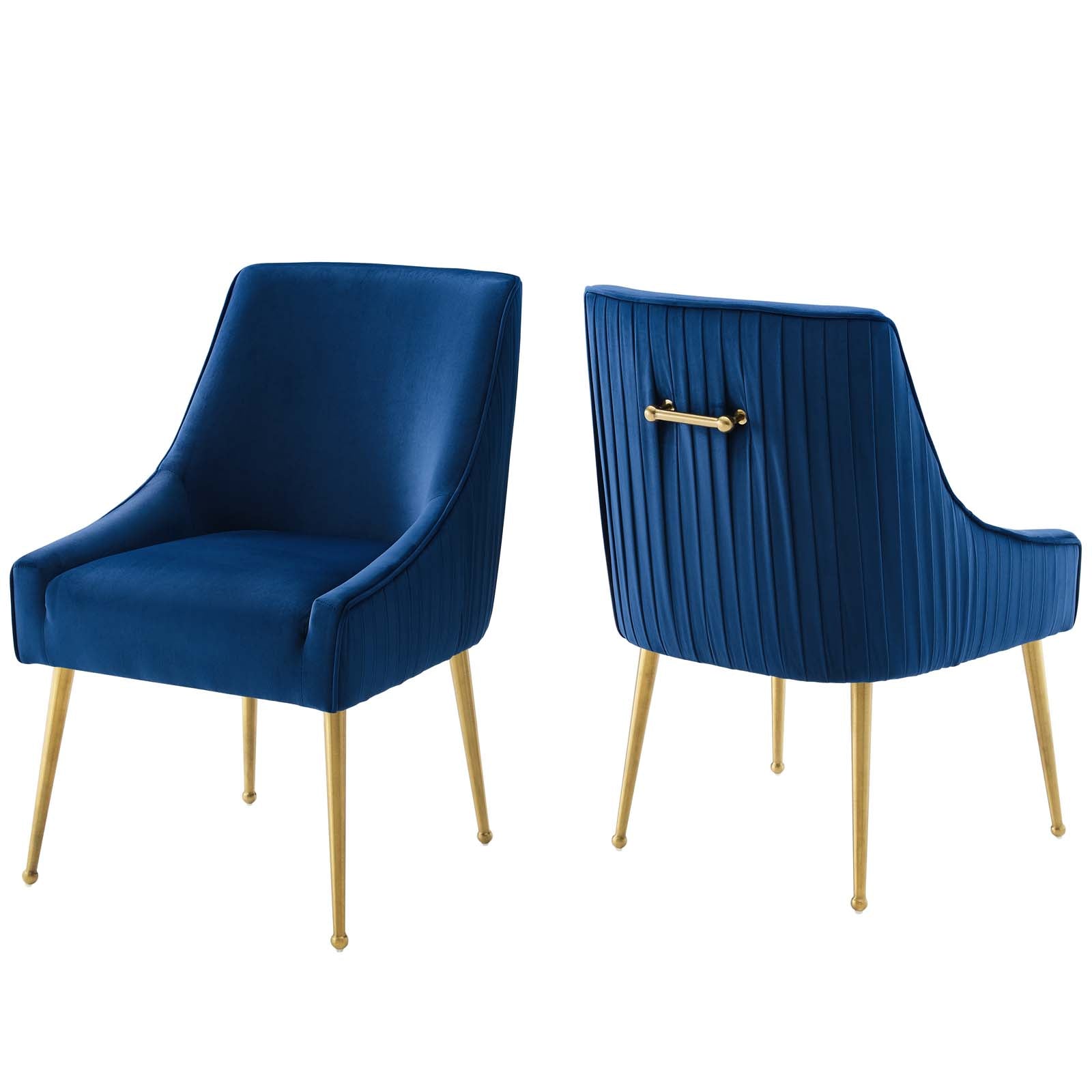 Discern Pleated Back Upholstered Performance Velvet Dining Chair Set of 2-Dining Chair-Modway-Wall2Wall Furnishings
