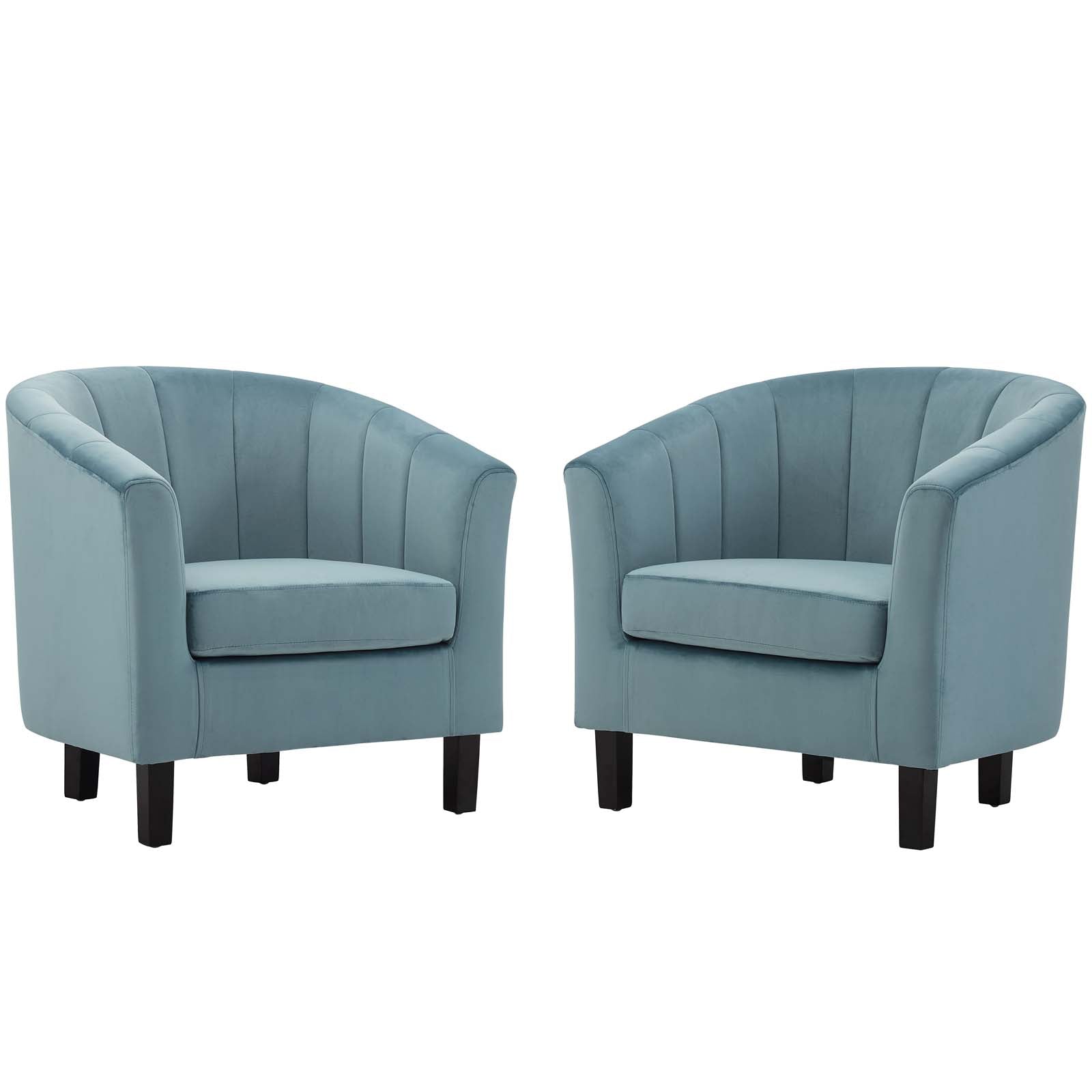 Prospect Channel Tufted Performance Velvet Armchair Set of 2-Sofa Set-Modway-Wall2Wall Furnishings