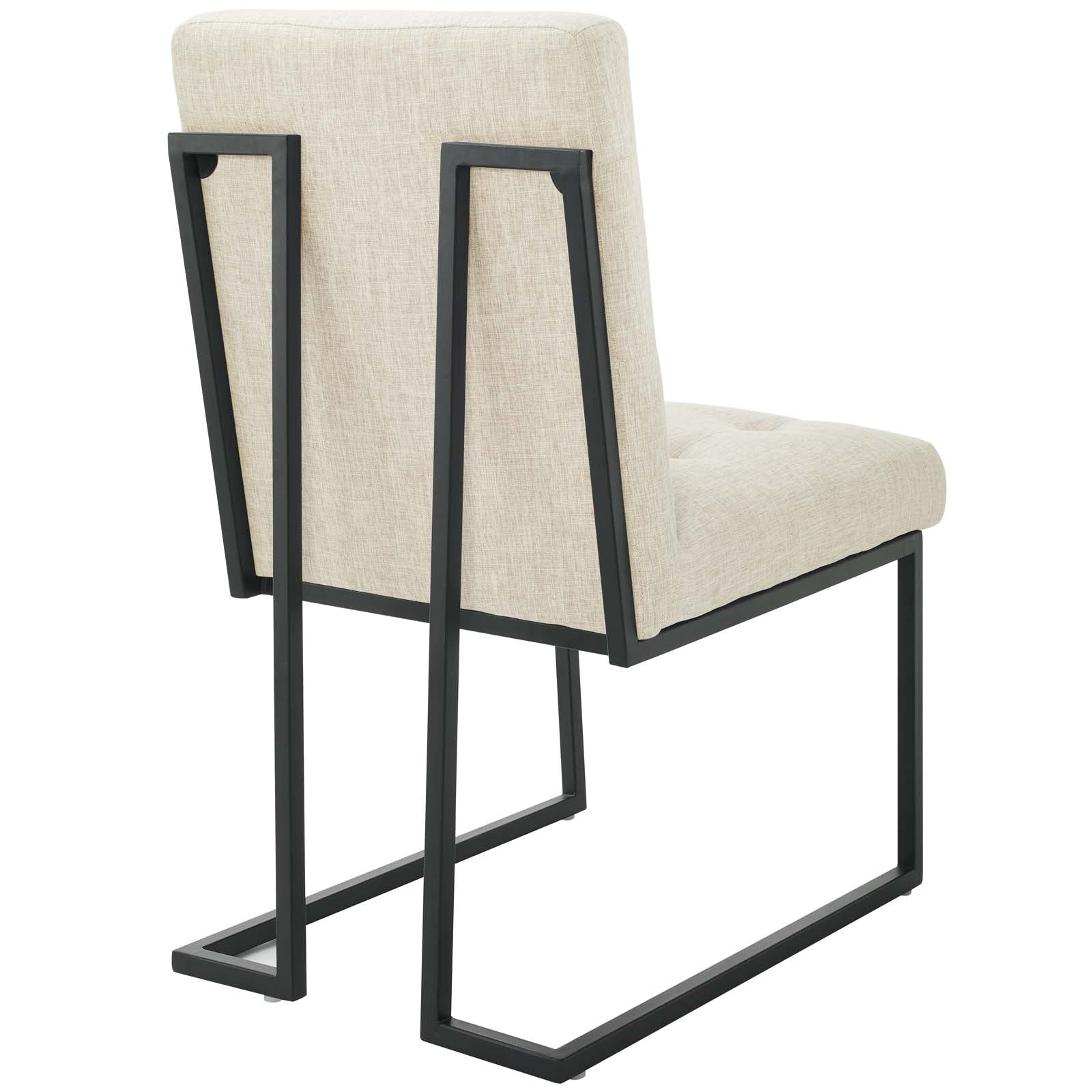 Privy Black Stainless Steel Upholstered Fabric Dining Chair Set of 2-Dining Chair-Modway-Wall2Wall Furnishings