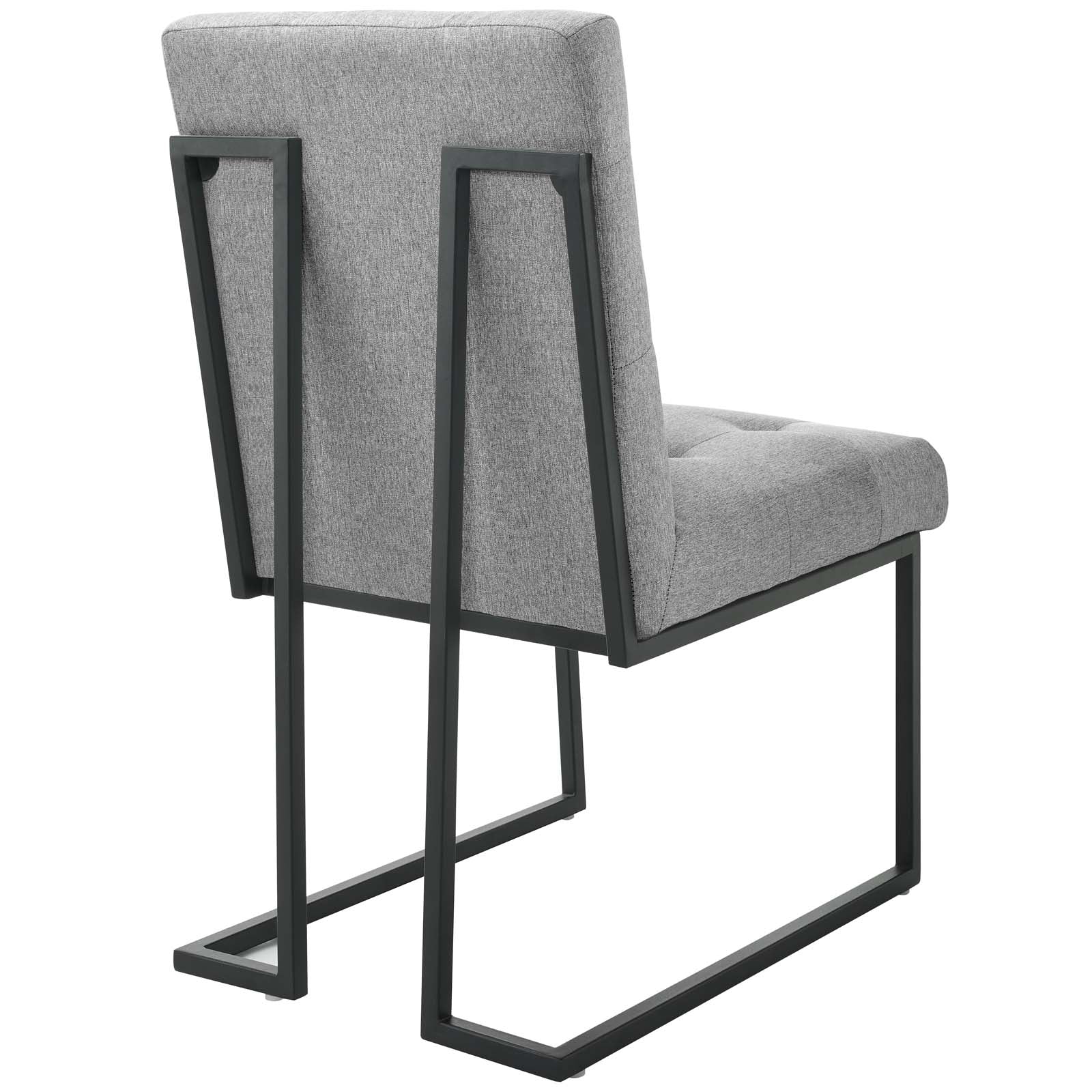 Privy Black Stainless Steel Upholstered Fabric Dining Chair Set of 2-Dining Chair-Modway-Wall2Wall Furnishings