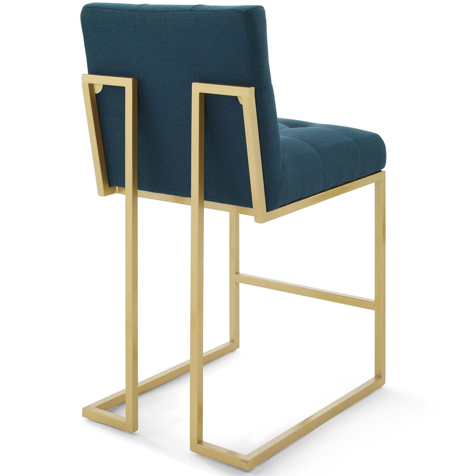 Privy Gold Stainless Steel Upholstered Fabric Counter Stool Set of 2-Dining Chair-Modway-Wall2Wall Furnishings