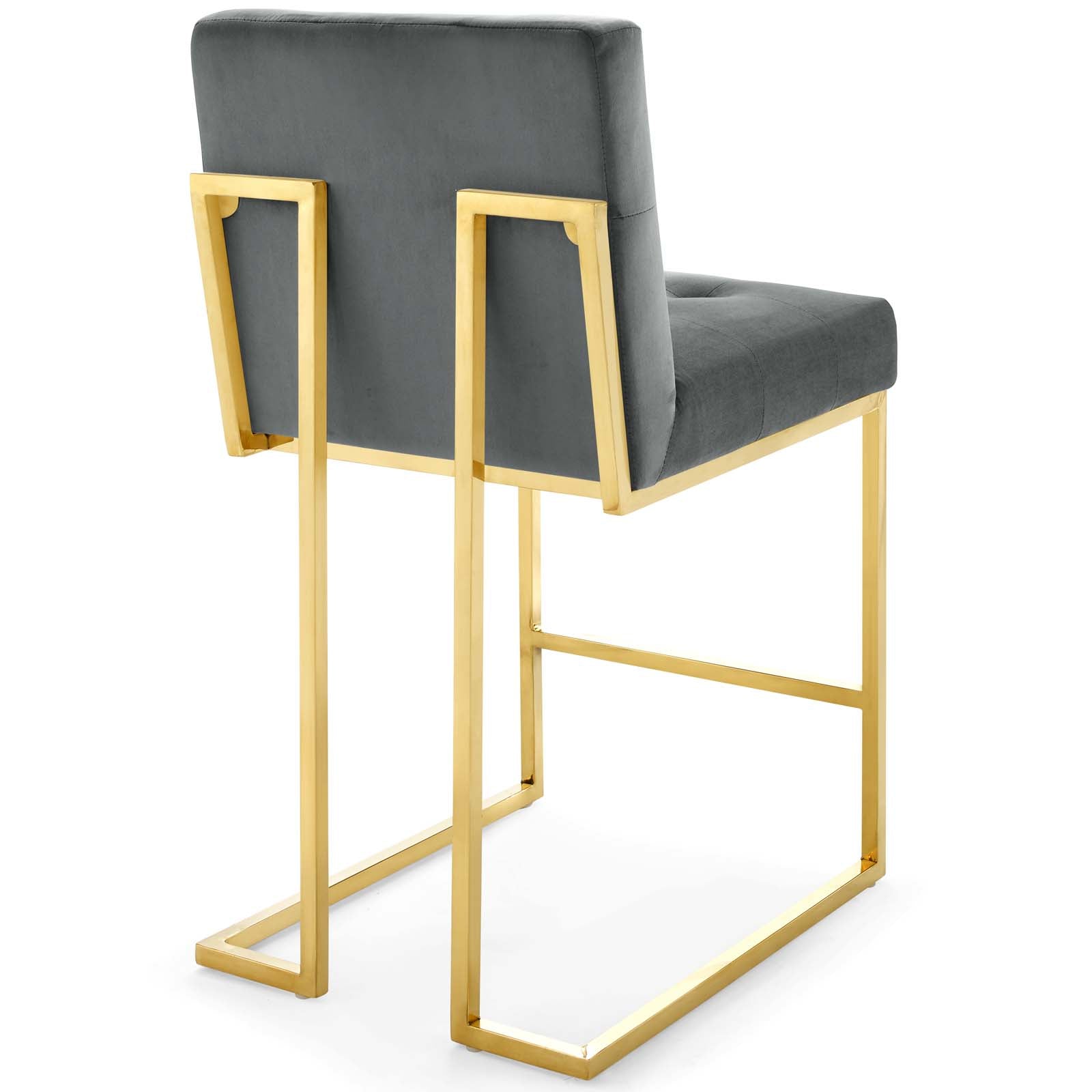 Privy Gold Stainless Steel Performance Velvet Counter Stool Set of 2-Counter Stool-Modway-Wall2Wall Furnishings