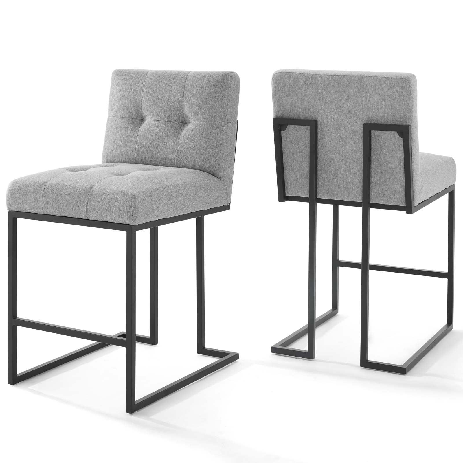 Privy Black Stainless Steel Upholstered Fabric Counter Stool Set of 2-Counter Stool-Modway-Wall2Wall Furnishings