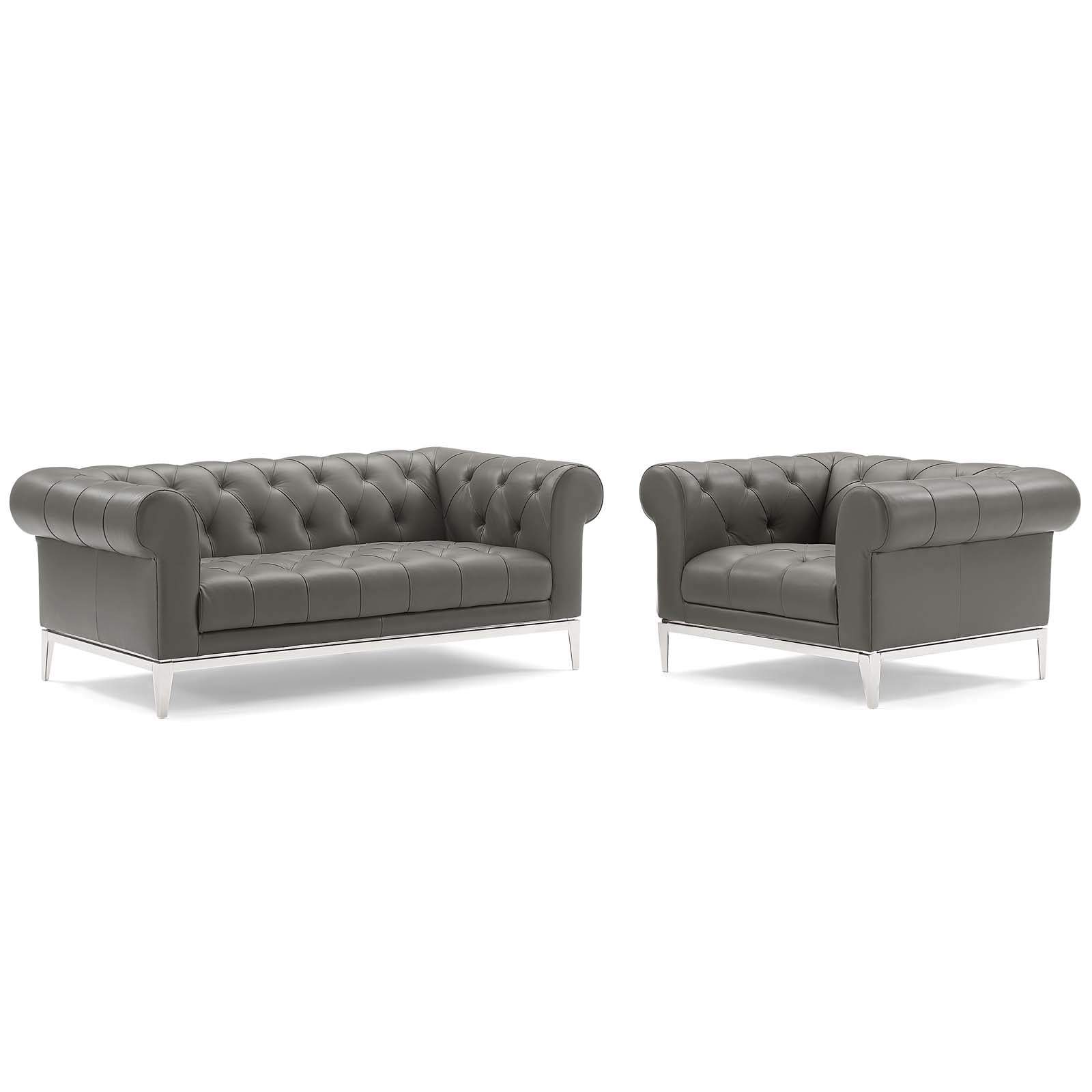 Idyll Tufted Upholstered Leather Loveseat and Armchair-Sofa Set-Modway-Wall2Wall Furnishings