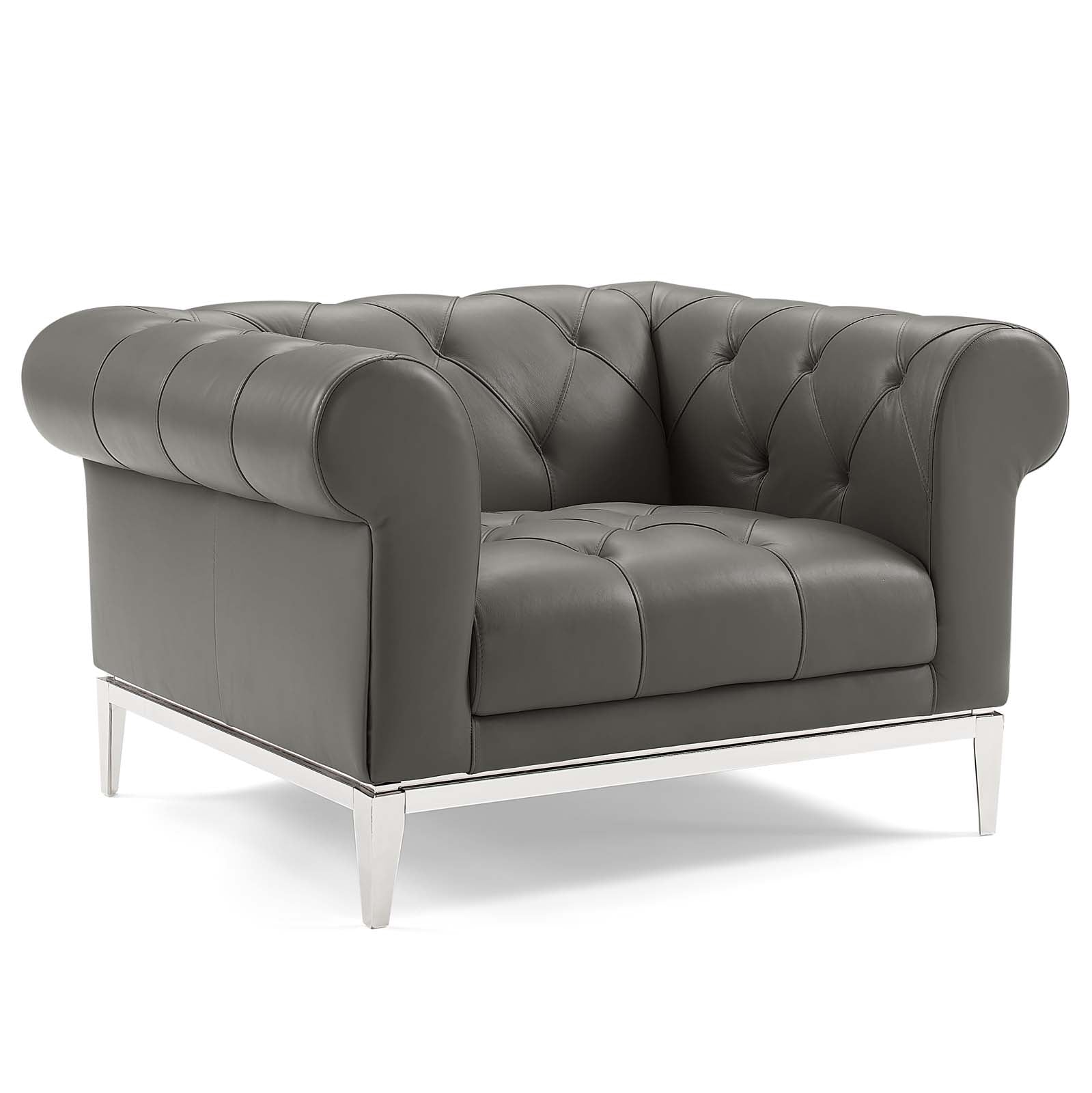 Idyll Tufted Upholstered Leather Loveseat and Armchair-Sofa Set-Modway-Wall2Wall Furnishings