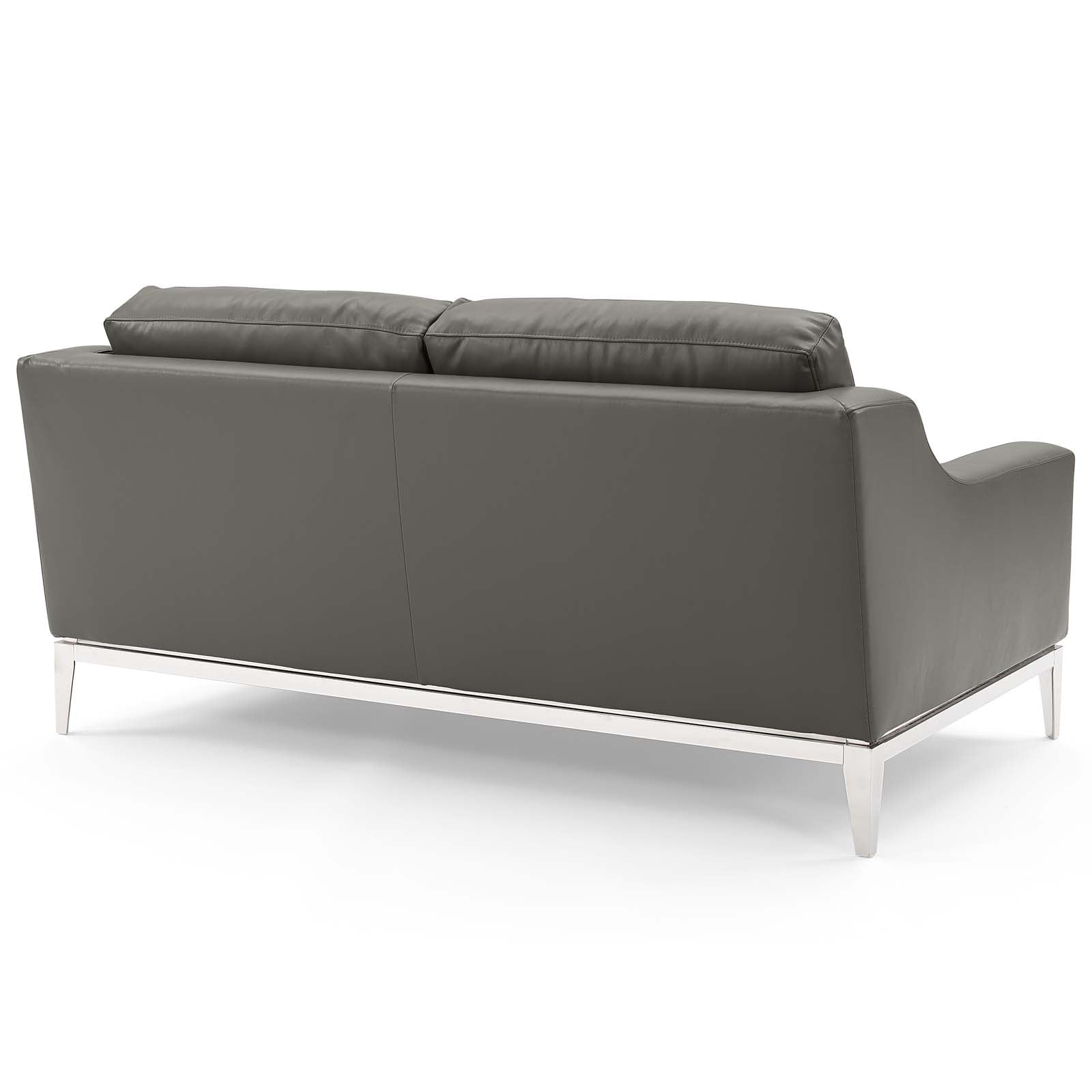Harness Stainless Steel Base Leather Sofa and Loveseat Set-Sofa Set-Modway-Wall2Wall Furnishings