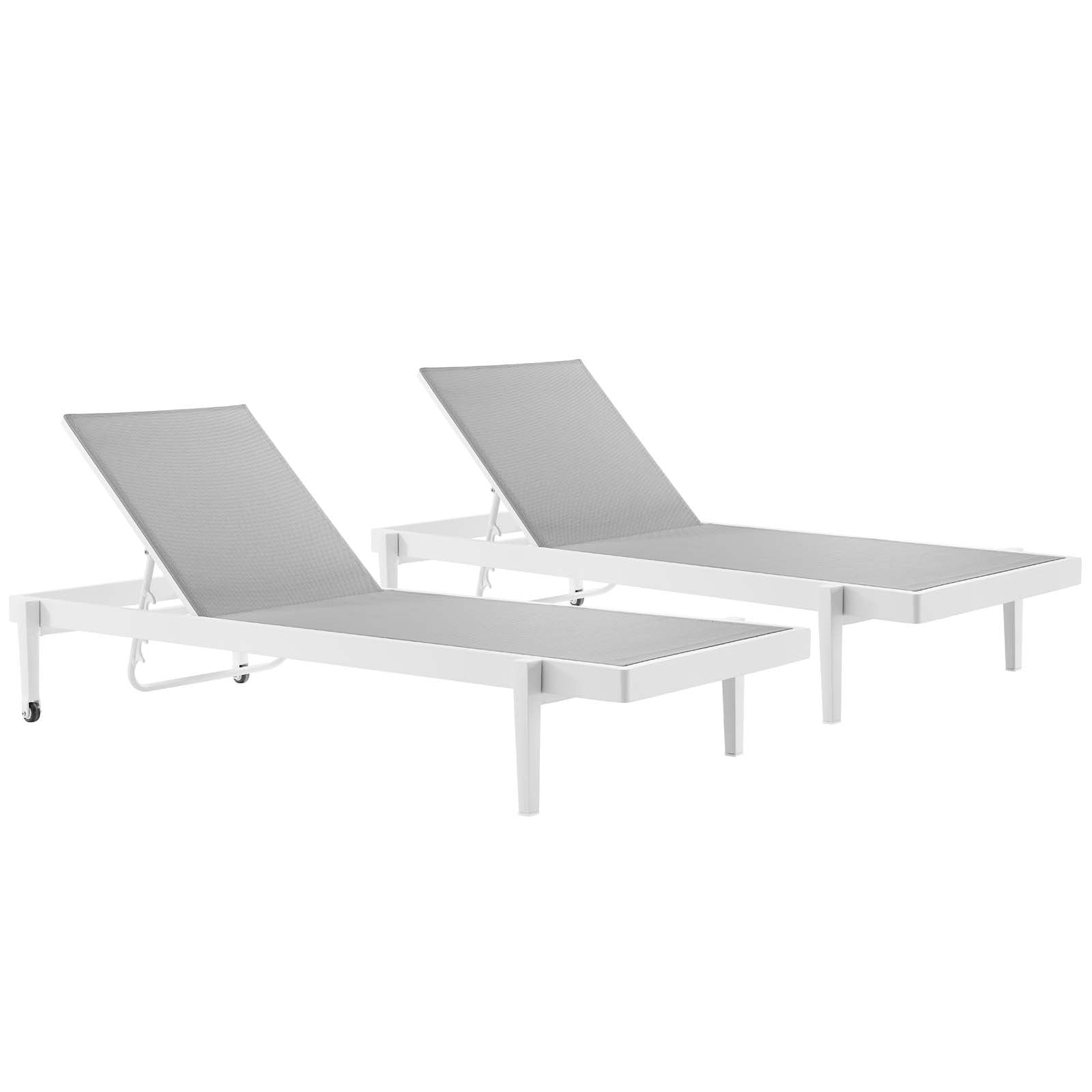 Charleston Outdoor Patio Aluminum Chaise Lounge Chair Set of 2-Outdoor Set-Modway-Wall2Wall Furnishings