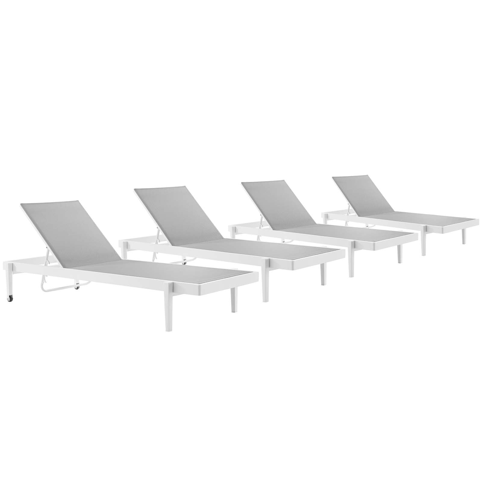 Charleston Outdoor Patio Aluminum Chaise Lounge Chair Set of 4-Outdoor Set-Modway-Wall2Wall Furnishings
