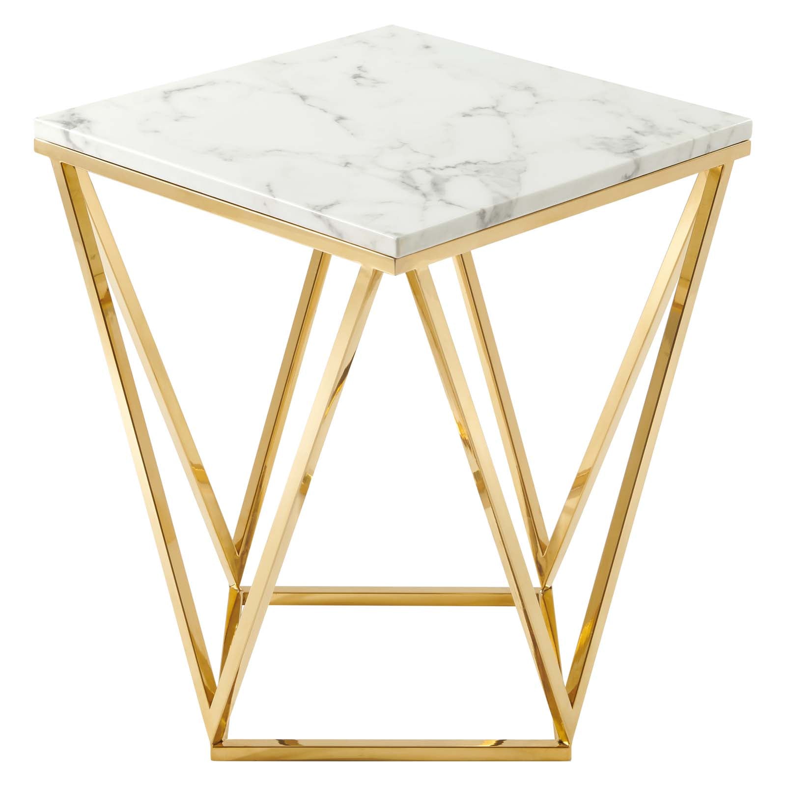 Vertex Gold Metal Stainless Steel End Table-End Table-Modway-Wall2Wall Furnishings