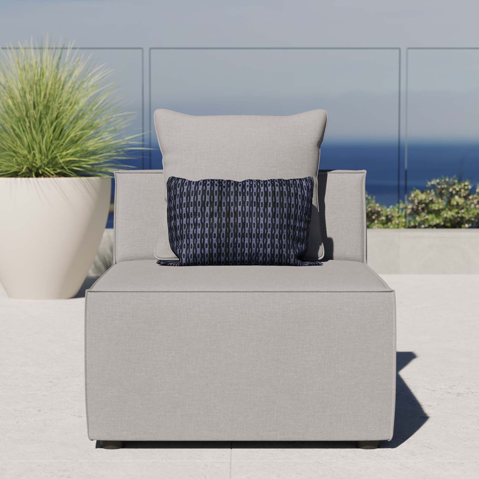 Saybrook Outdoor Patio Upholstered Sectional Sofa Armless Chair-Outdoor Sofa-Modway-Wall2Wall Furnishings