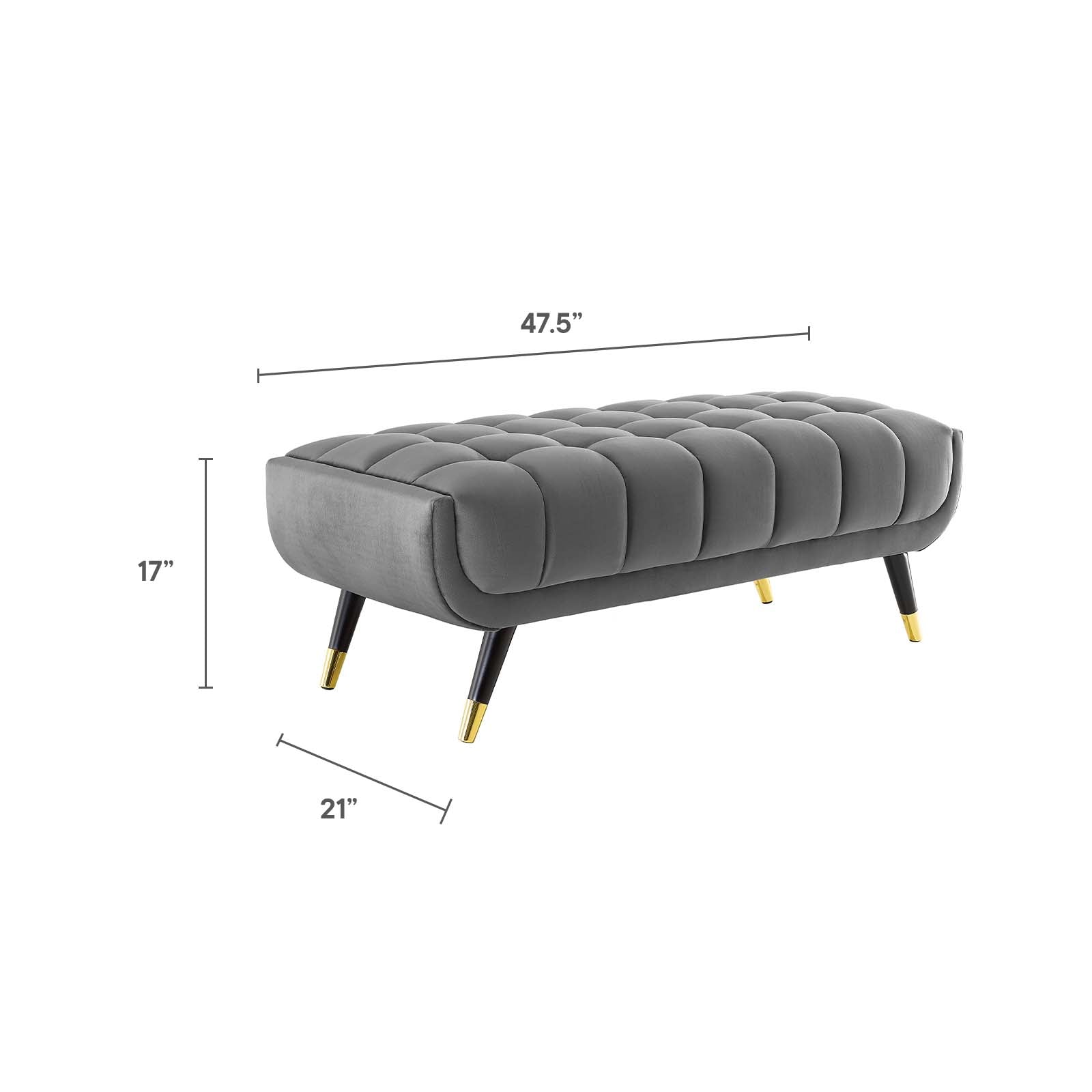 Adept 47.5" Performance Velvet Bench-Bench-Modway-Wall2Wall Furnishings