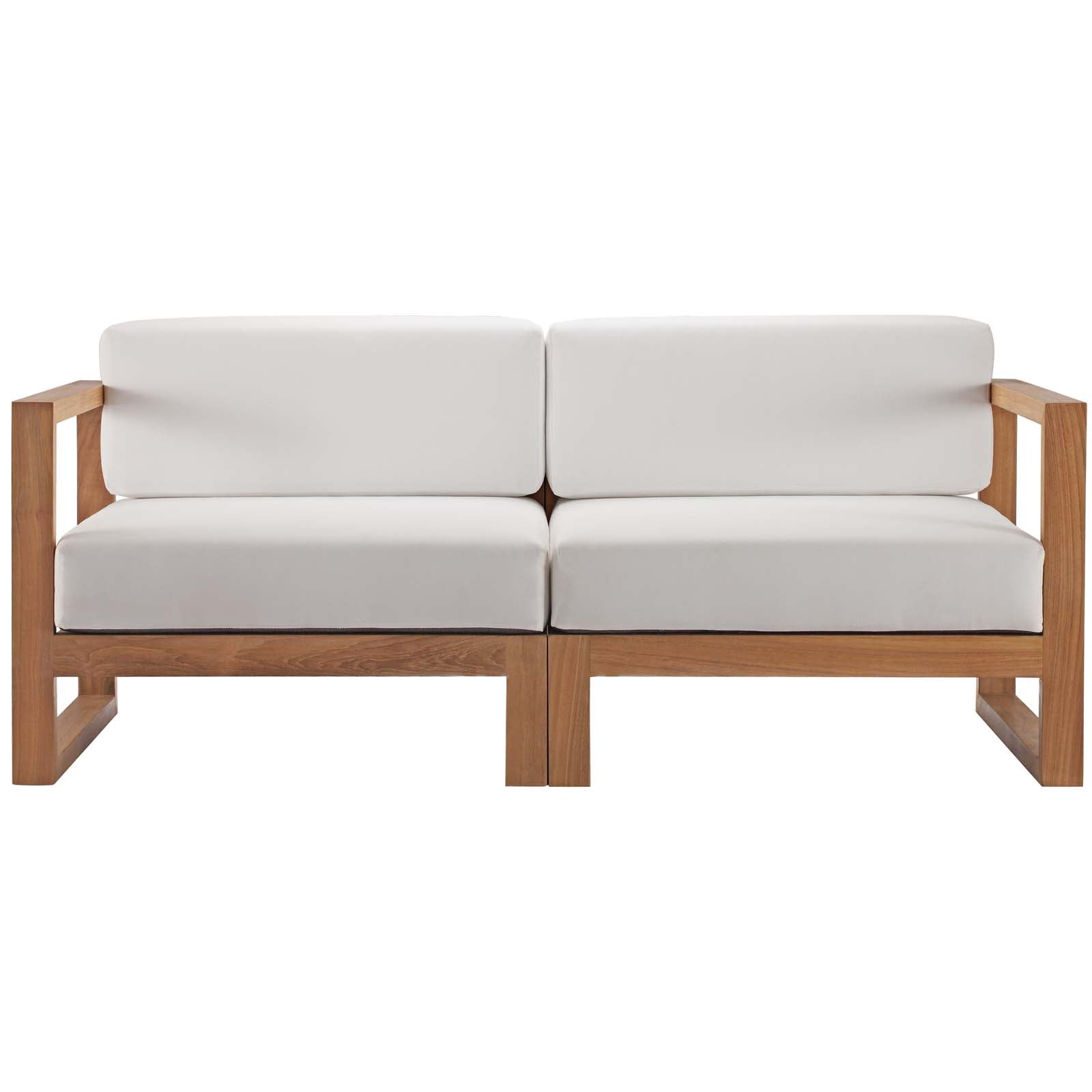 Upland Outdoor Patio Teak Wood 2-Piece Sectional Sofa Loveseat-Outdoor Sectional-Modway-Wall2Wall Furnishings