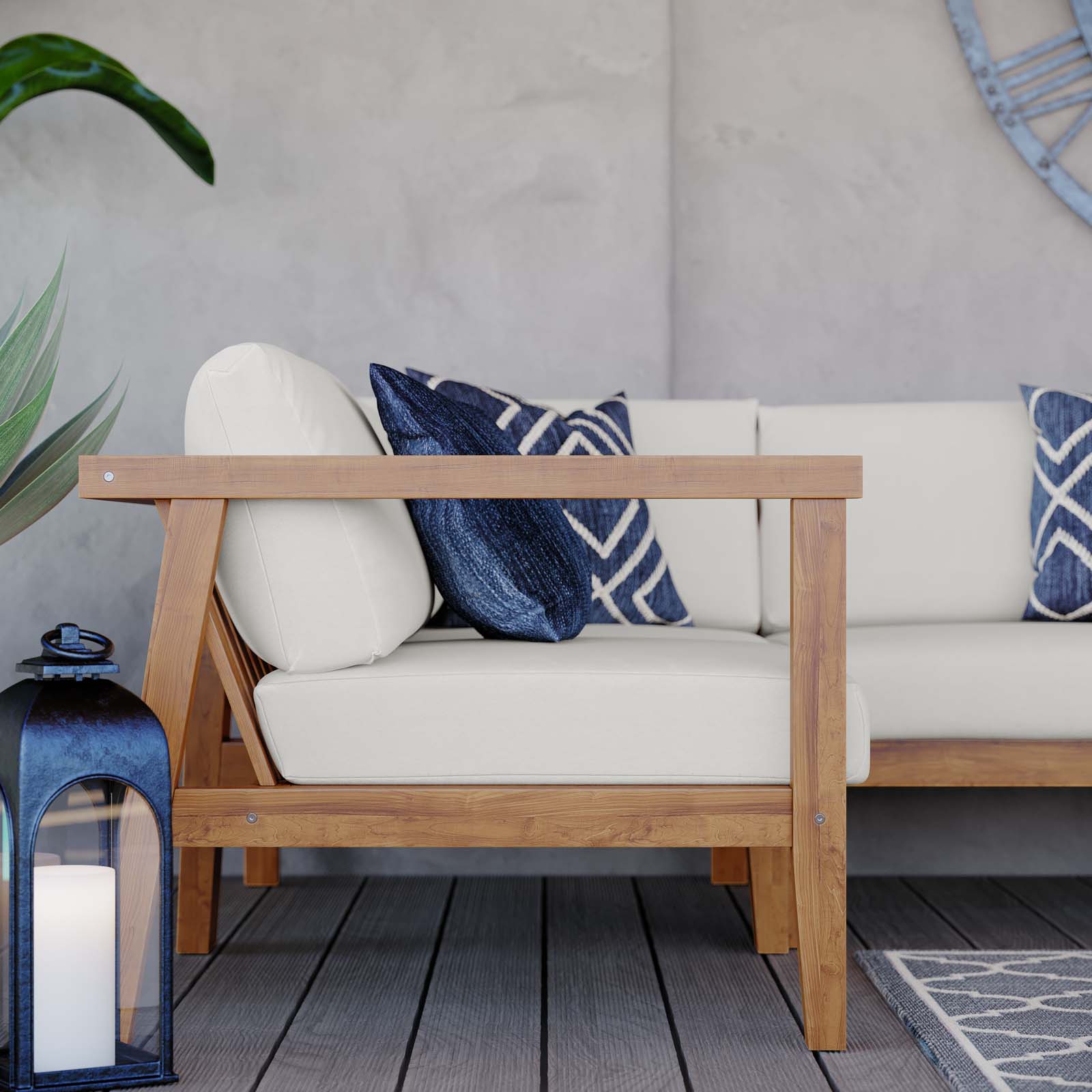 Bayport Outdoor Patio Teak Wood 3-Piece Sectional Sofa Set-Outdoor Set-Modway-Wall2Wall Furnishings