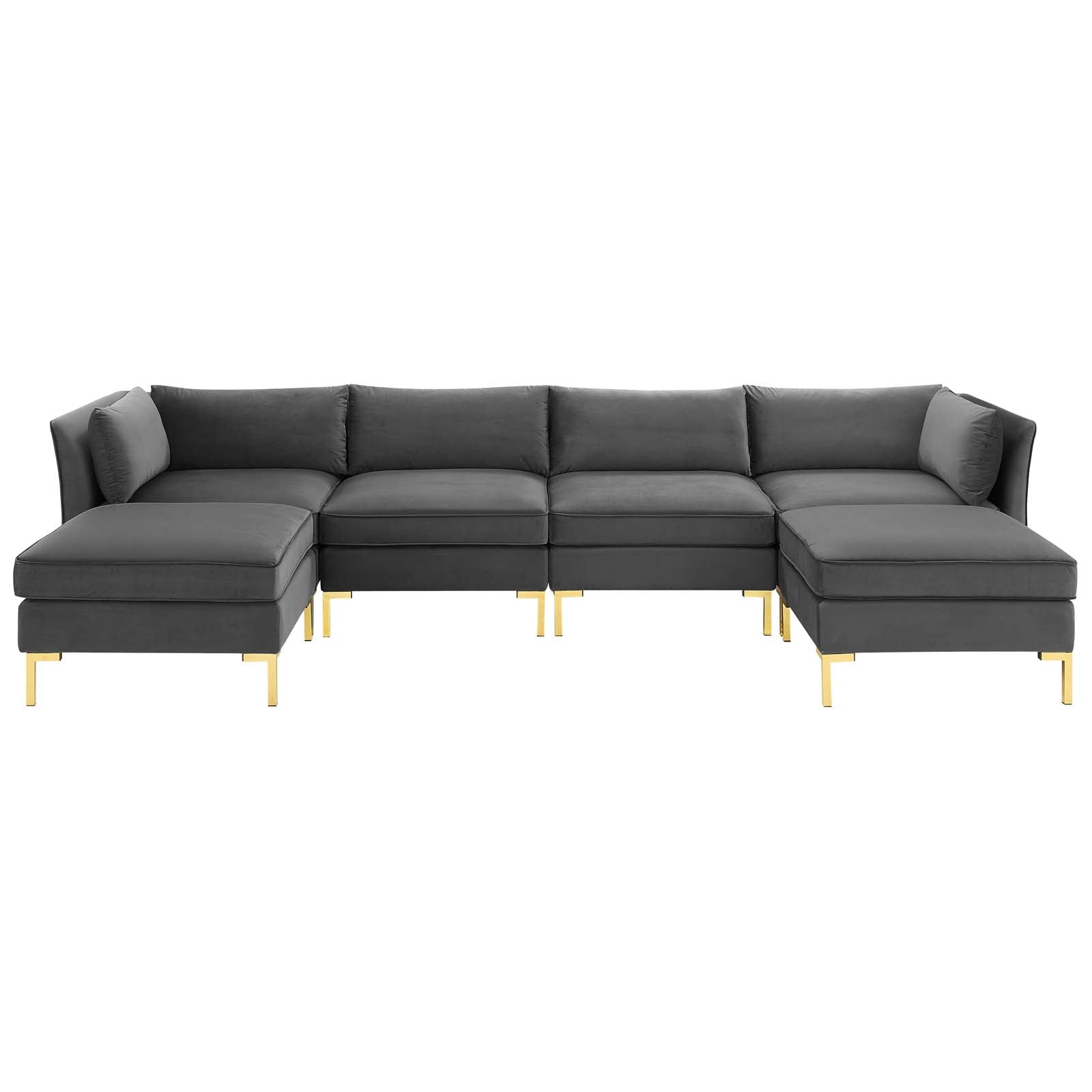 Ardent 6-Piece Performance Velvet Sectional Sofa-Sectional-Modway-Wall2Wall Furnishings