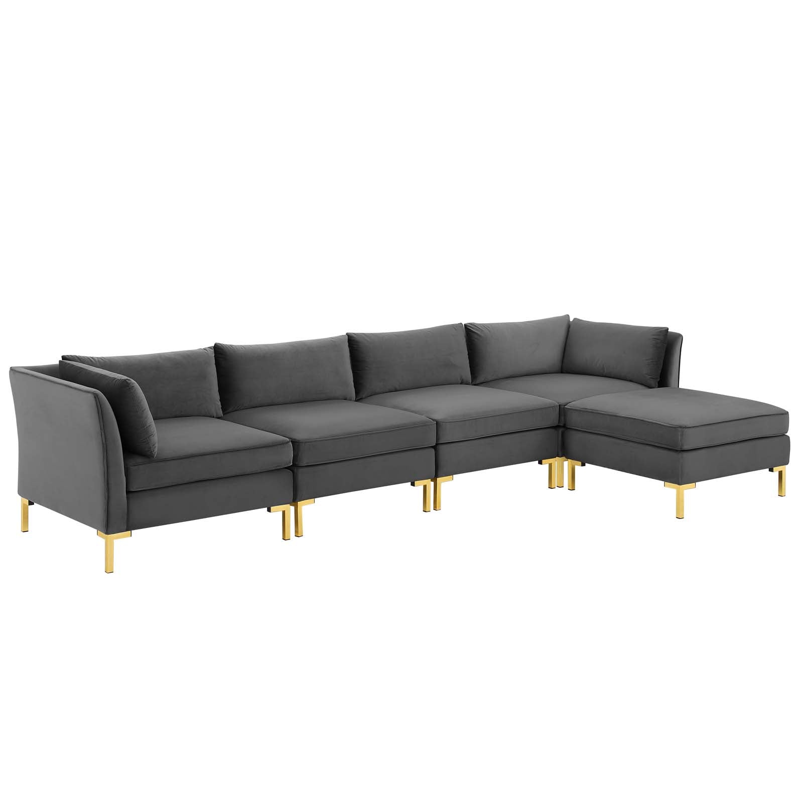 Ardent 5-Piece Performance Velvet Sectional Sofa-Sectional-Modway-Wall2Wall Furnishings