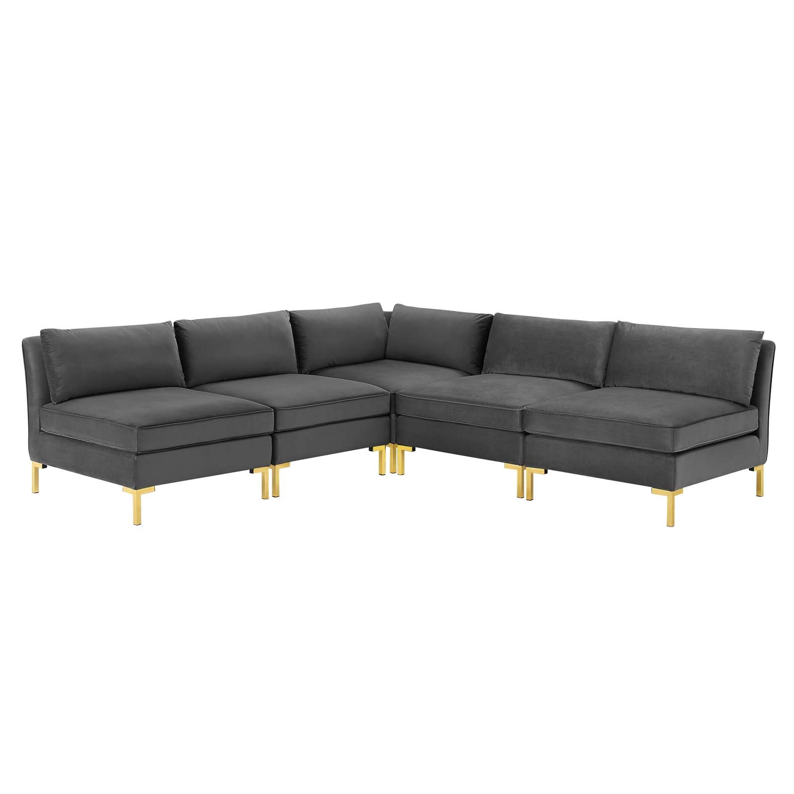 Ardent 5-Piece Performance Velvet Sectional Sofa-Sectional-Modway-Wall2Wall Furnishings