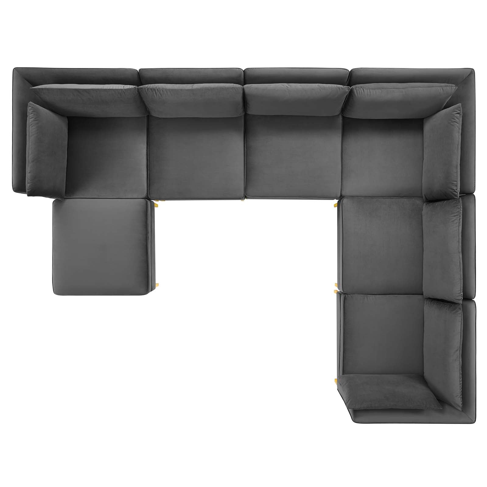 Ardent 7-Piece Performance Velvet Sectional Sofa-Sectional-Modway-Wall2Wall Furnishings