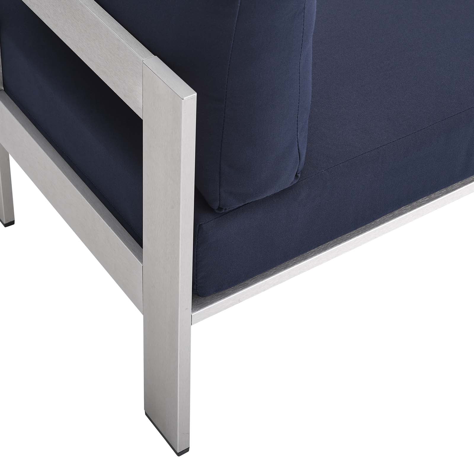 Shore Sunbrella® Fabric Outdoor Patio Aluminum 5 Piece Sectional Sofa Set-Outdoor Set-Modway-Wall2Wall Furnishings