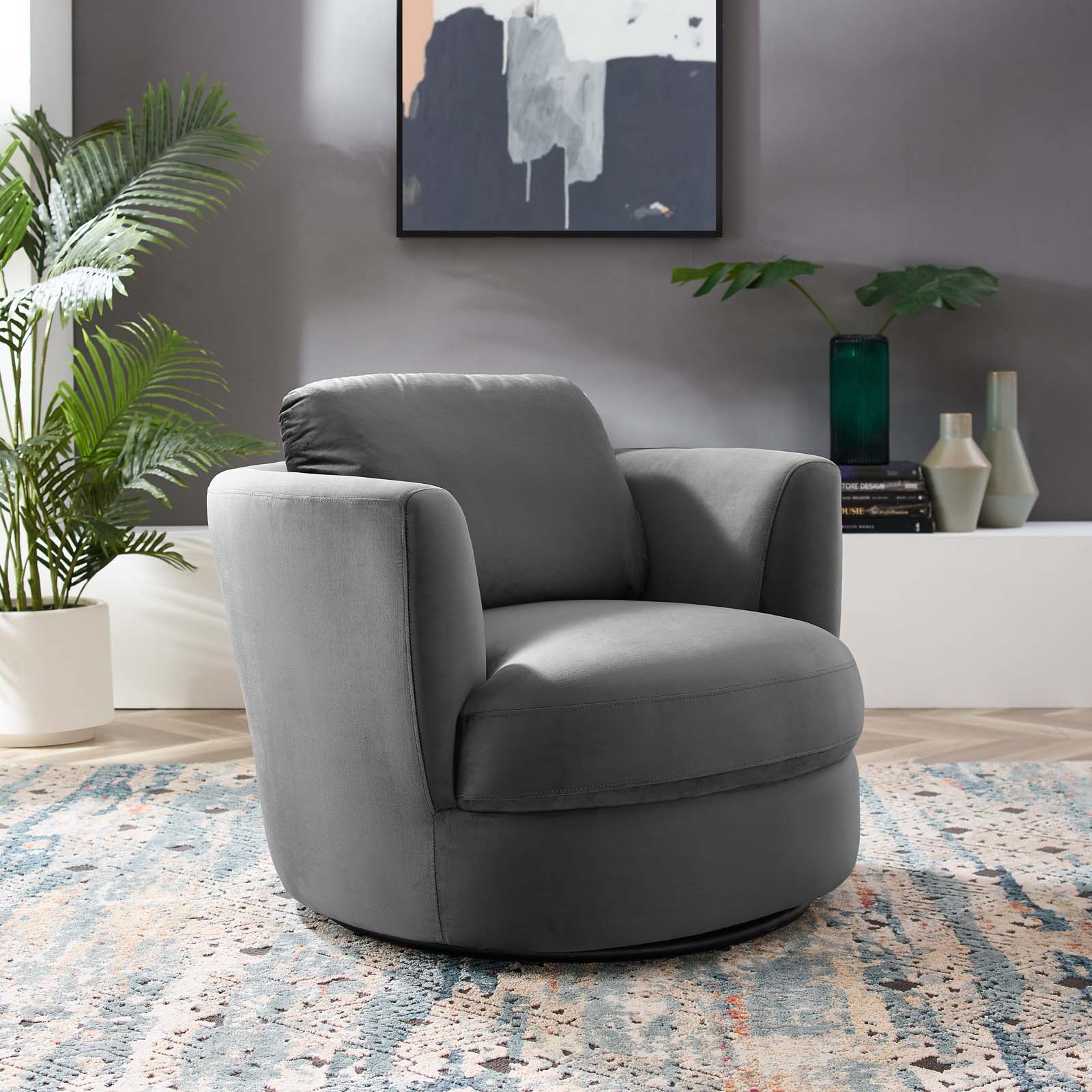 Pirouette Performance Velvet Swivel Armchair-Arm Chair-Modway-Wall2Wall Furnishings