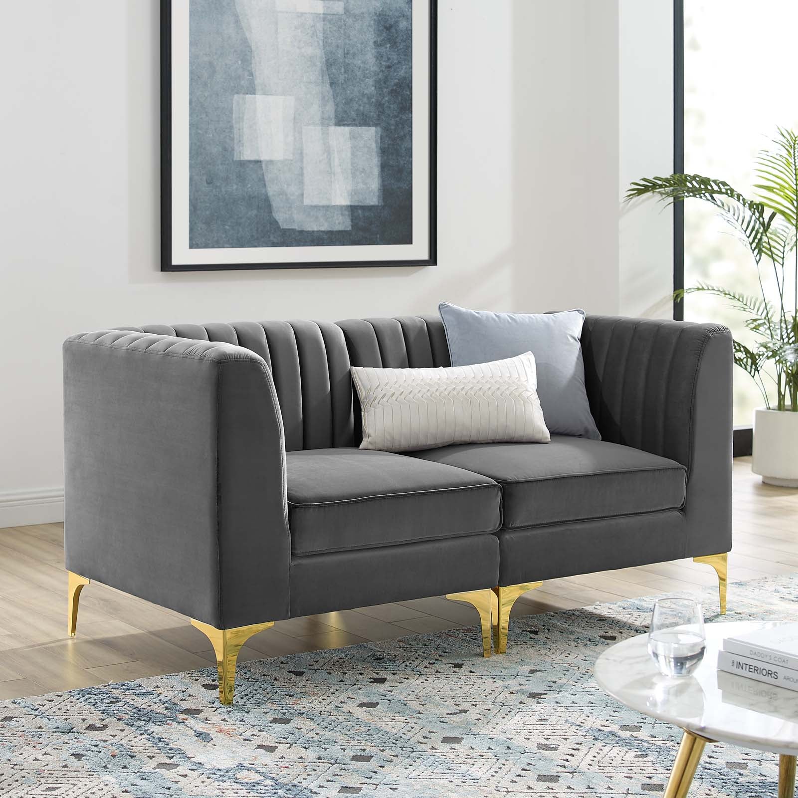 Triumph Channel Tufted Performance Velvet Loveseat-Loveseat-Modway-Wall2Wall Furnishings