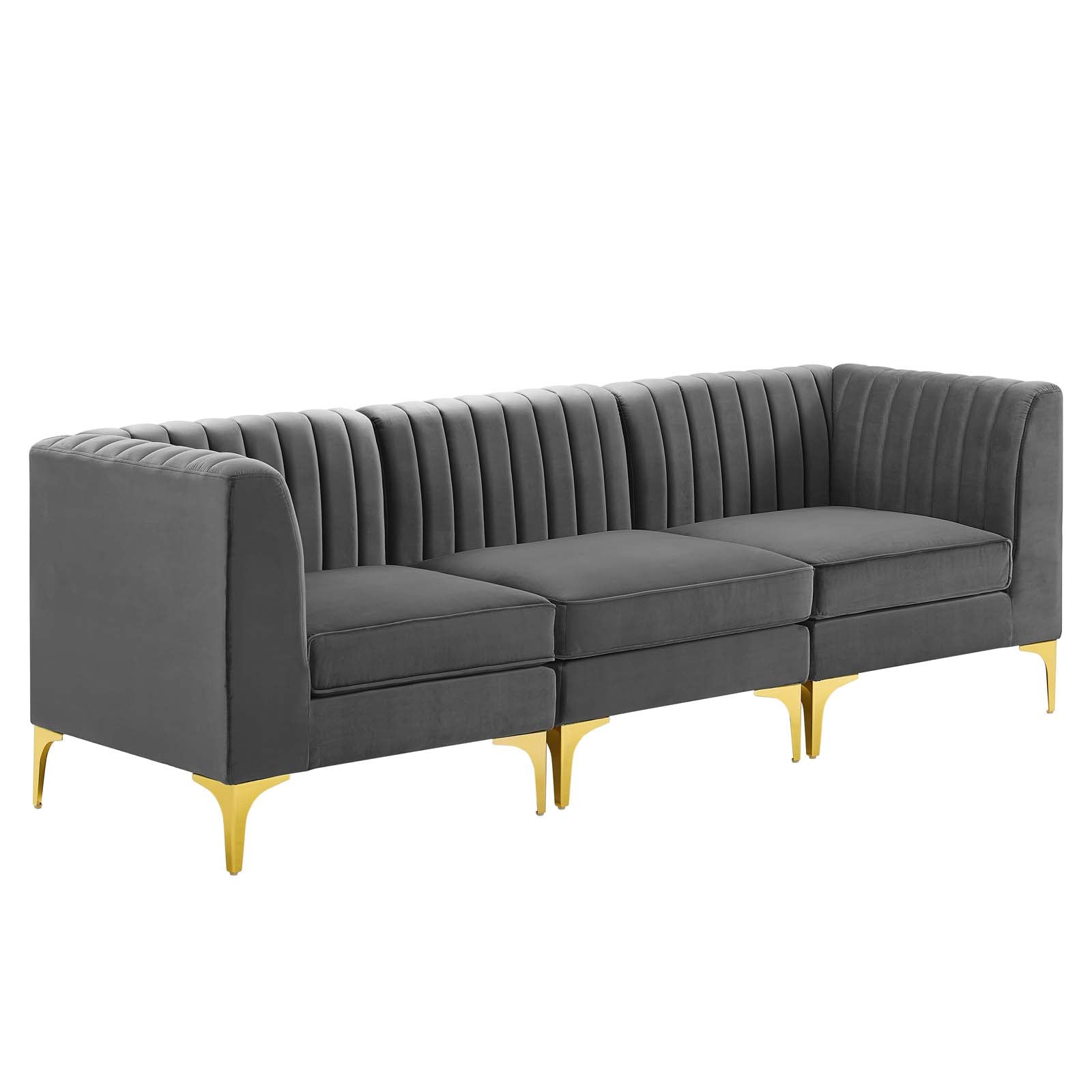 Triumph Channel Tufted Performance Velvet 	3-Seater Sofa-Sofa-Modway-Wall2Wall Furnishings