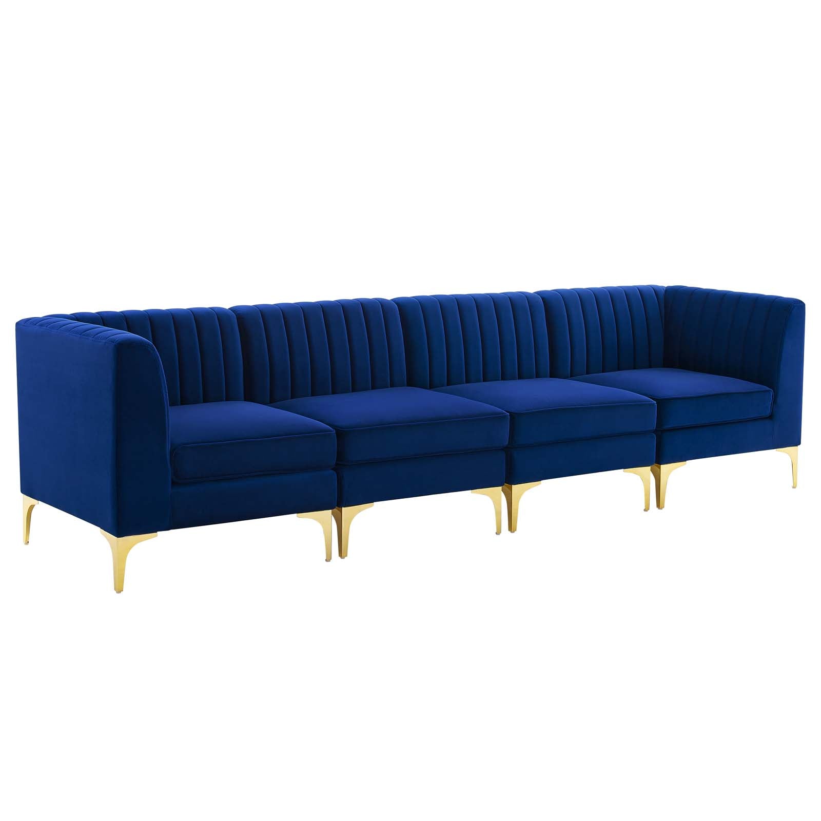 Triumph Channel Tufted Performance Velvet 4-Seater Sofa-Sofa-Modway-Wall2Wall Furnishings
