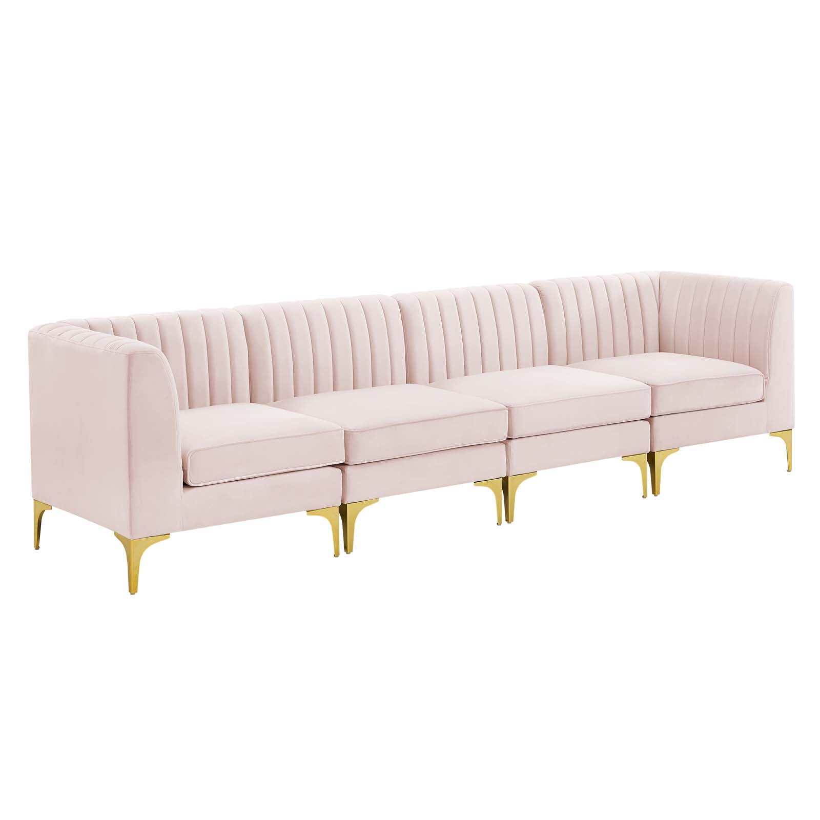 Triumph Channel Tufted Performance Velvet 4-Seater Sofa-Sofa-Modway-Wall2Wall Furnishings