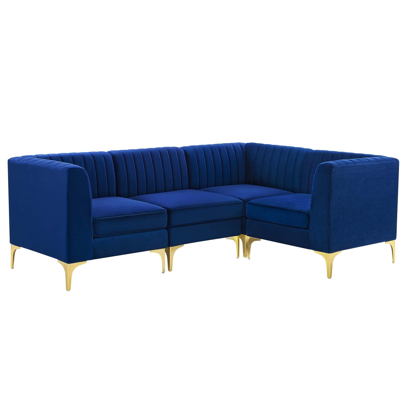 Triumph Channel Tufted Performance Velvet 4-Piece Sectional Sofa-Sectional-Modway-Wall2Wall Furnishings