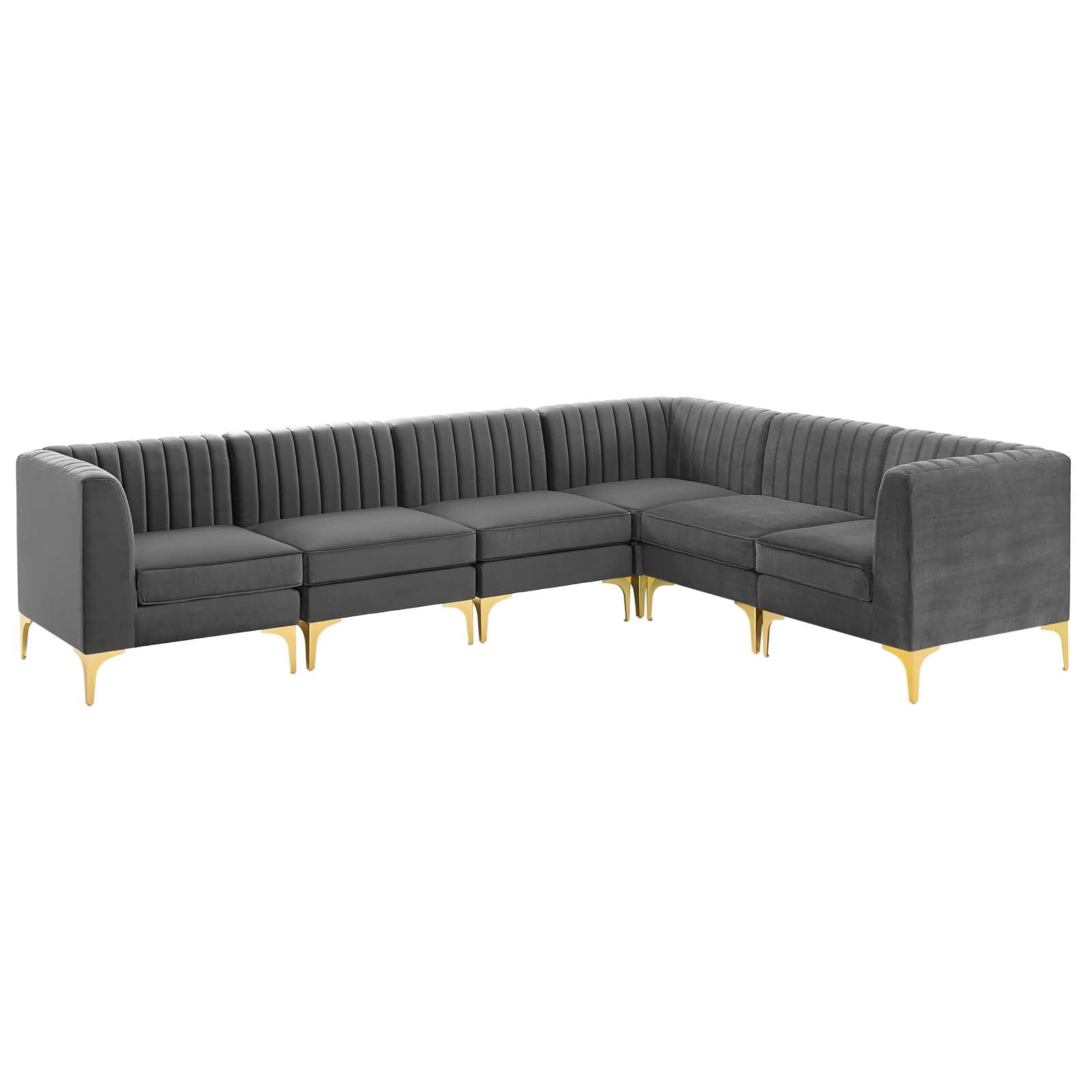 Triumph Channel Tufted Performance Velvet 6-Piece Sectional Sofa-Sectional-Modway-Wall2Wall Furnishings