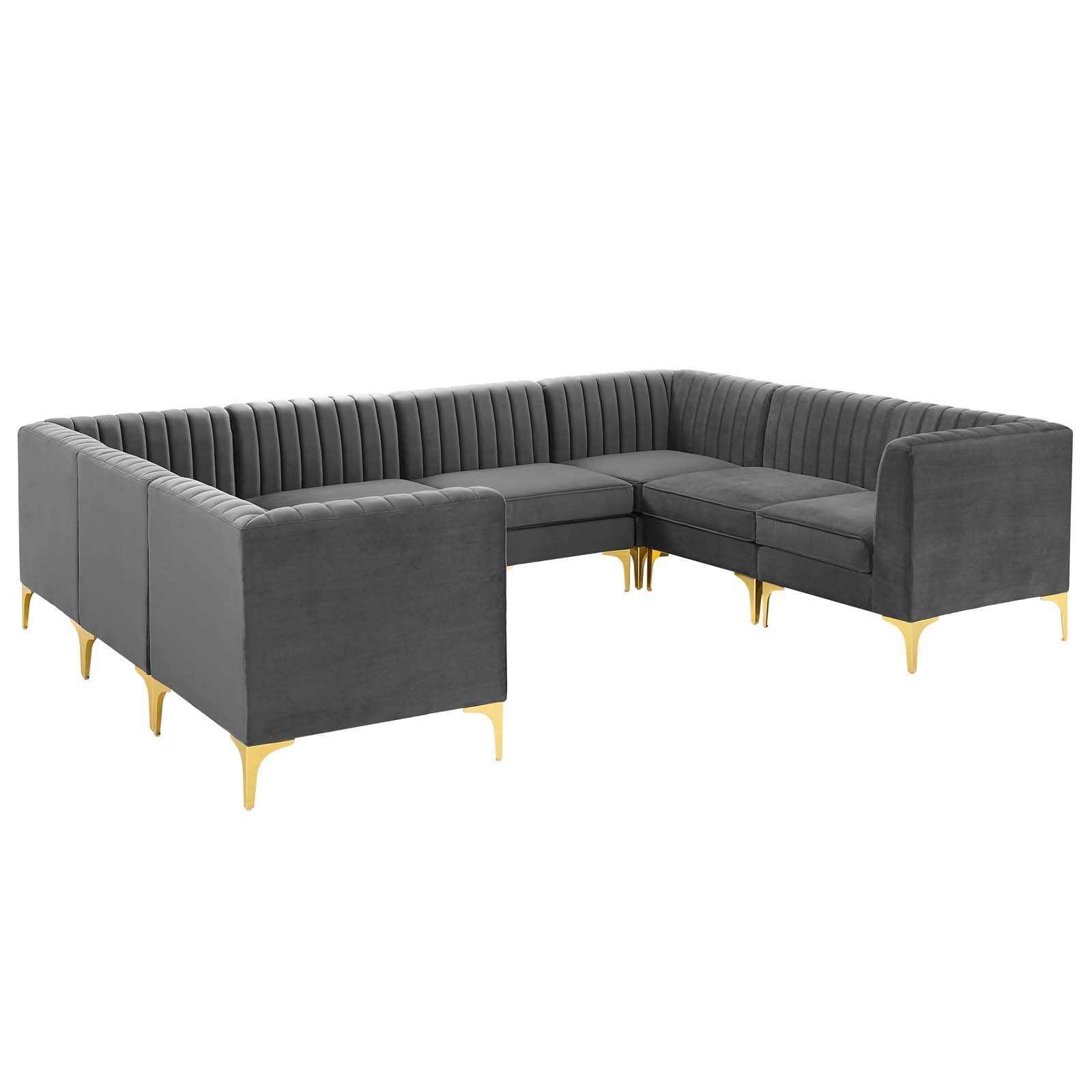 Triumph Channel Tufted Performance Velvet 8-Piece Sectional Sofa-Sectional-Modway-Wall2Wall Furnishings