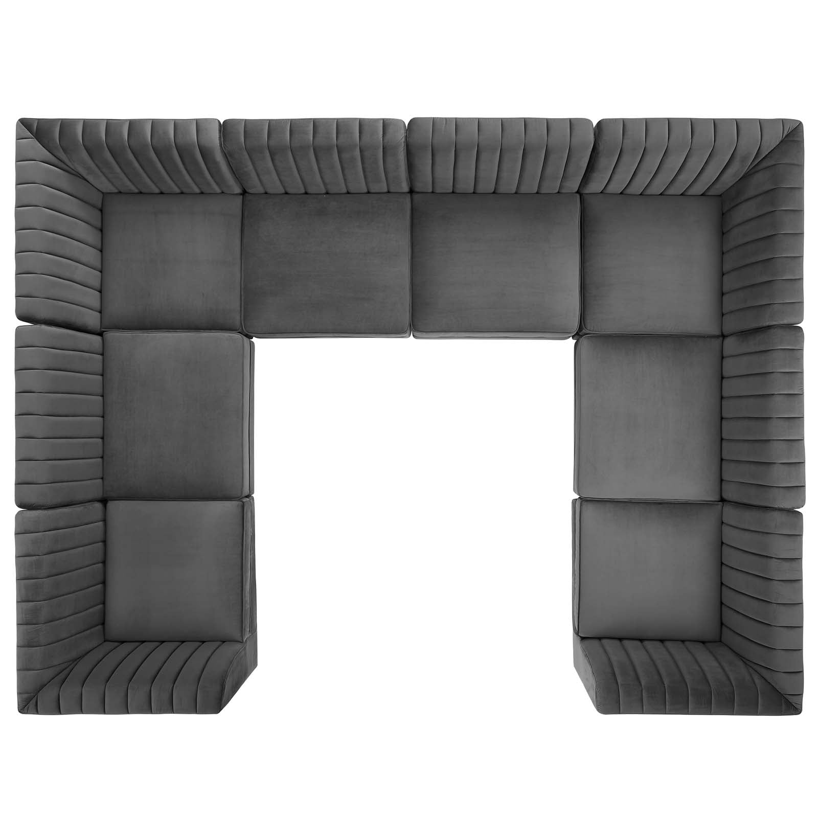 Triumph Channel Tufted Performance Velvet 8-Piece Sectional Sofa-Sectional-Modway-Wall2Wall Furnishings
