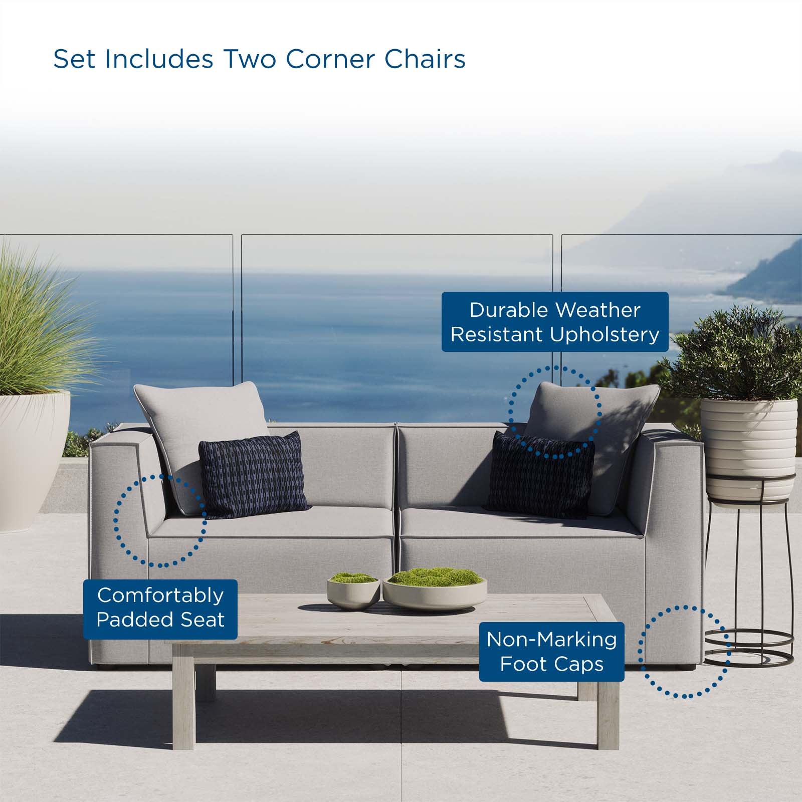 Saybrook Outdoor Patio Upholstered 2-Piece Sectional Sofa Loveseat-Outdoor Sectional-Modway-Wall2Wall Furnishings