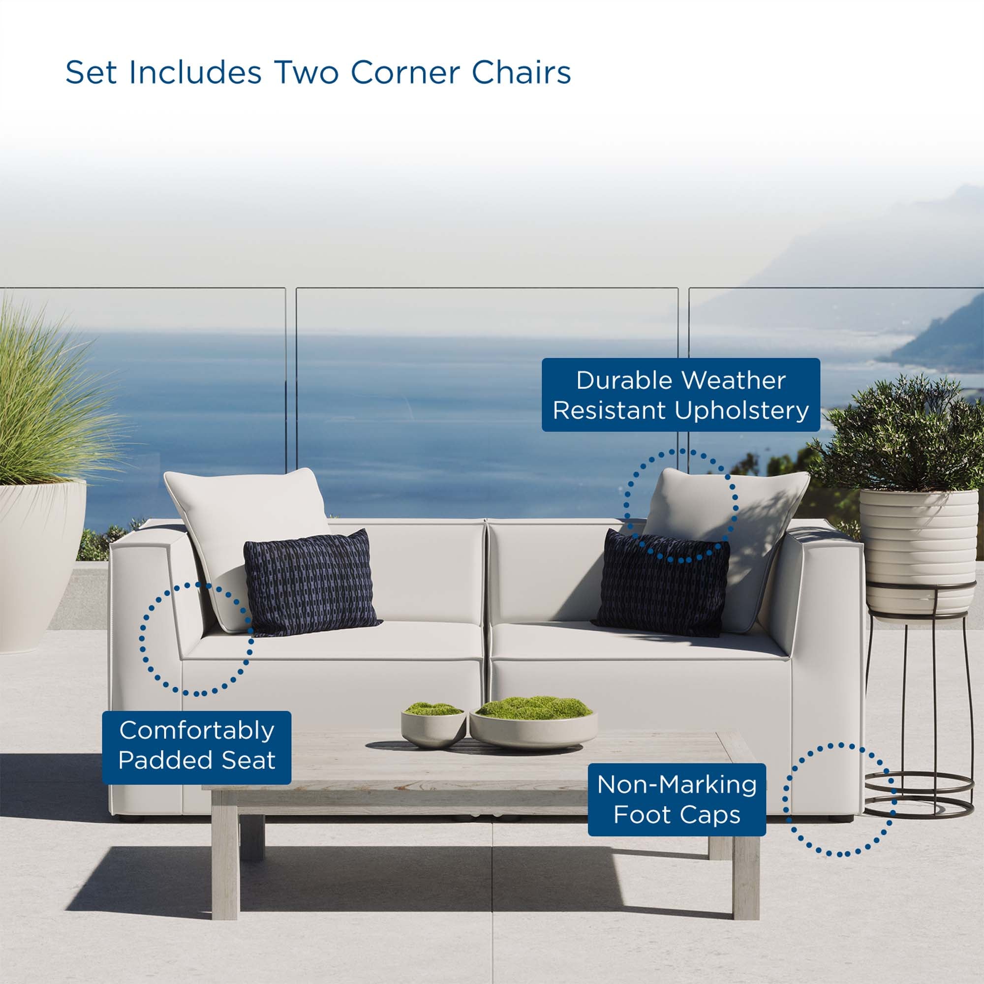 Saybrook 2-Piece Outdoor Patio Upholstered Sectional Sofa Loveseat