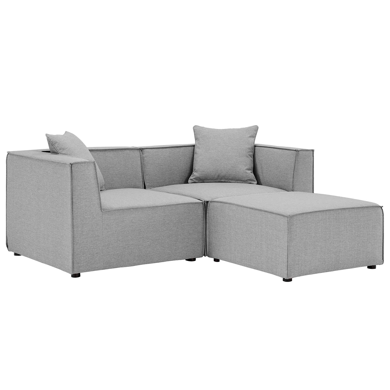 Saybrook Outdoor Patio Upholstered Loveseat and Ottoman Set-Outdoor Set-Modway-Wall2Wall Furnishings