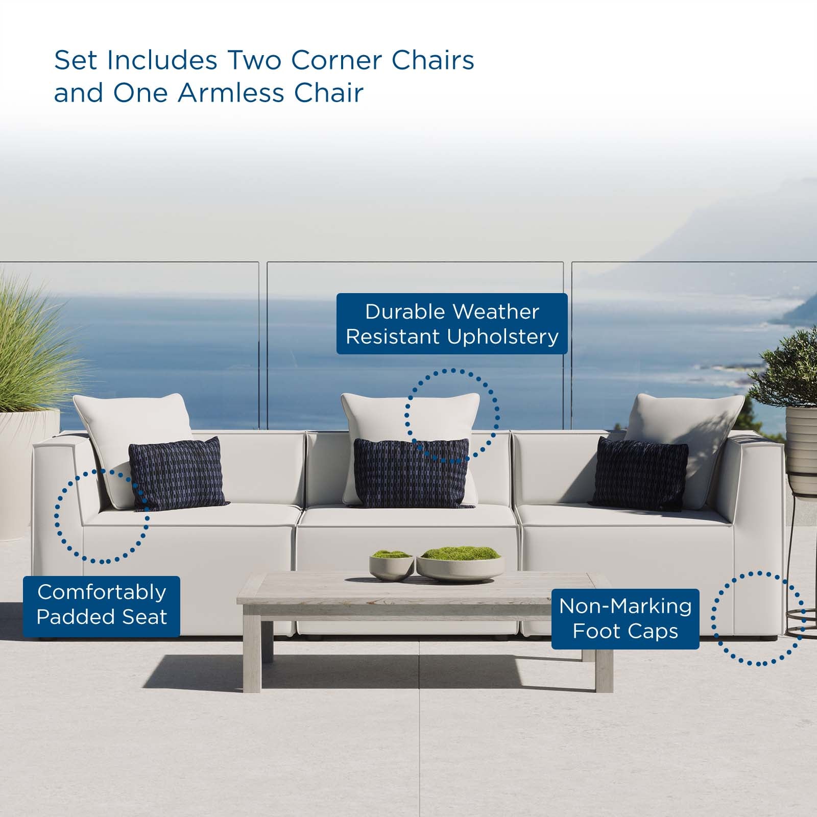 Saybrook Outdoor Patio Upholstered 3-Piece Sectional Sofa-Outdoor Sectional-Modway-Wall2Wall Furnishings
