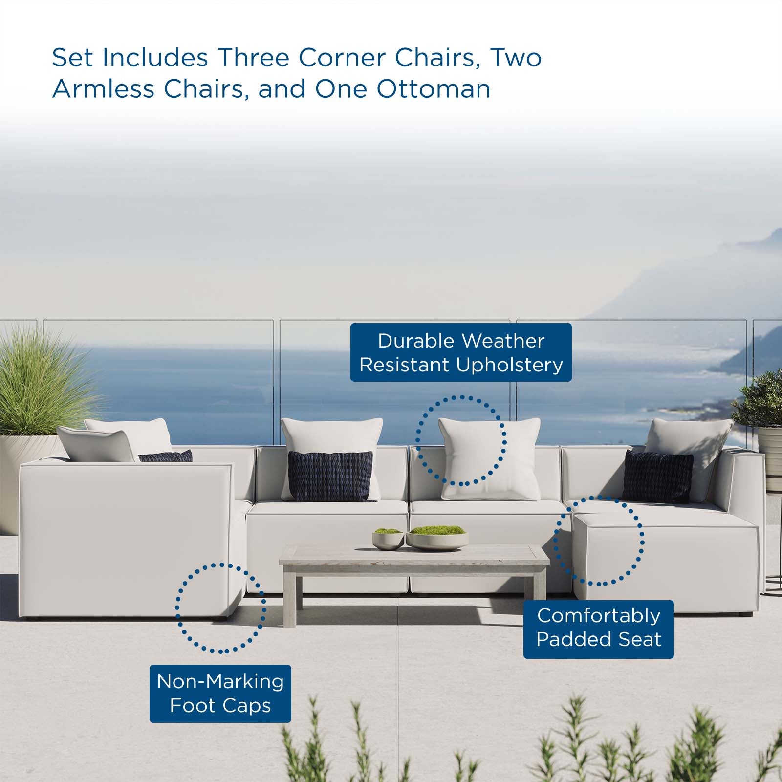 Saybrook Outdoor Patio Upholstered 6-Piece Sectional Sofa-Outdoor Sectional-Modway-Wall2Wall Furnishings