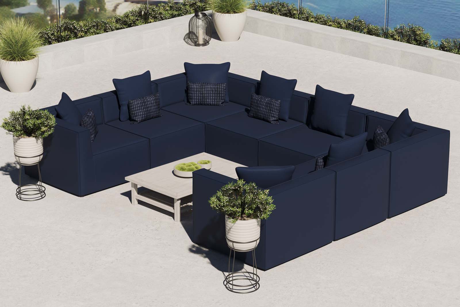 Saybrook Outdoor Patio Upholstered 8-Piece Sectional Sofa-Outdoor Sectional-Modway-Wall2Wall Furnishings