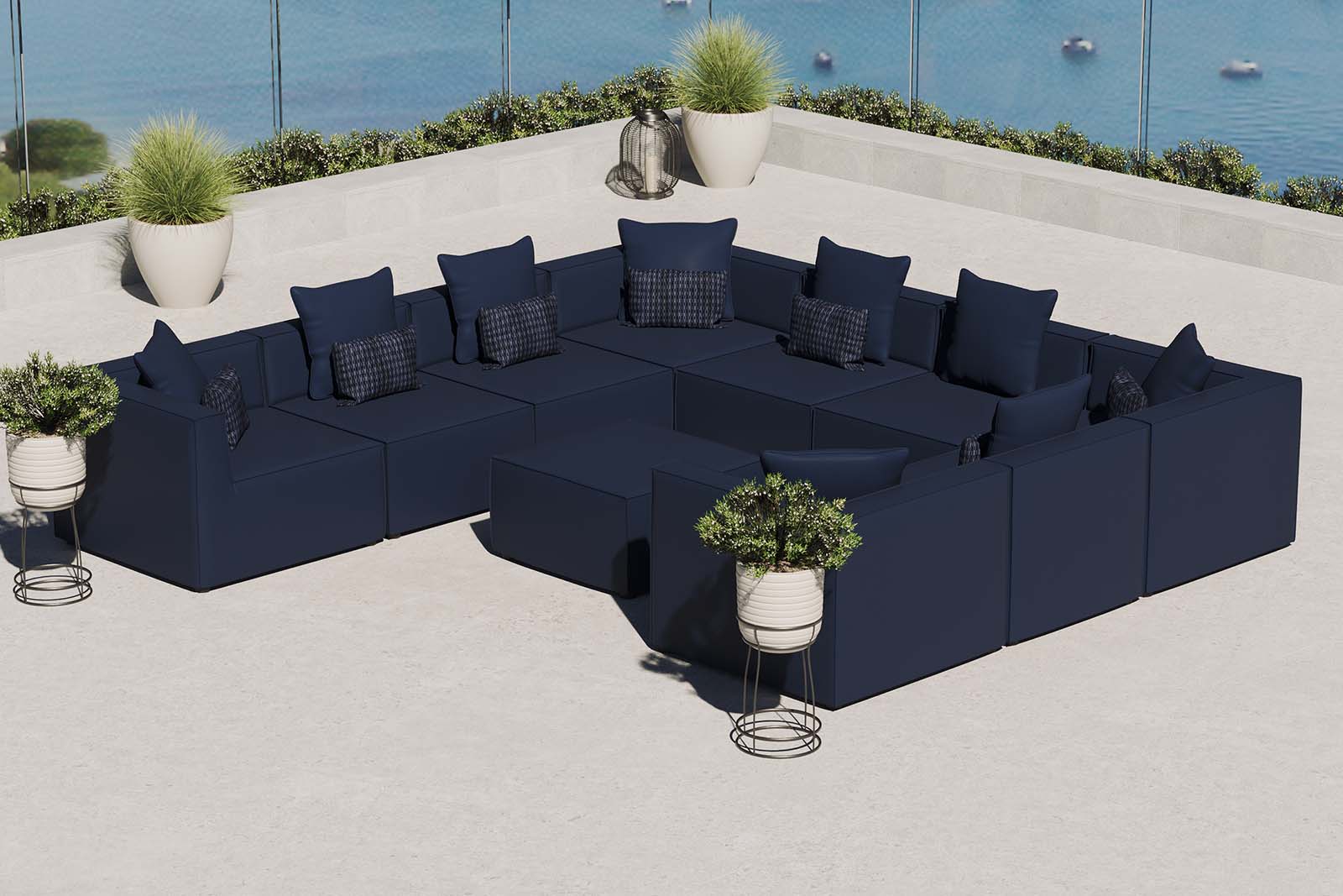 Saybrook Outdoor Patio Upholstered 10-Piece Sectional Sofa-Outdoor Sectional-Modway-Wall2Wall Furnishings