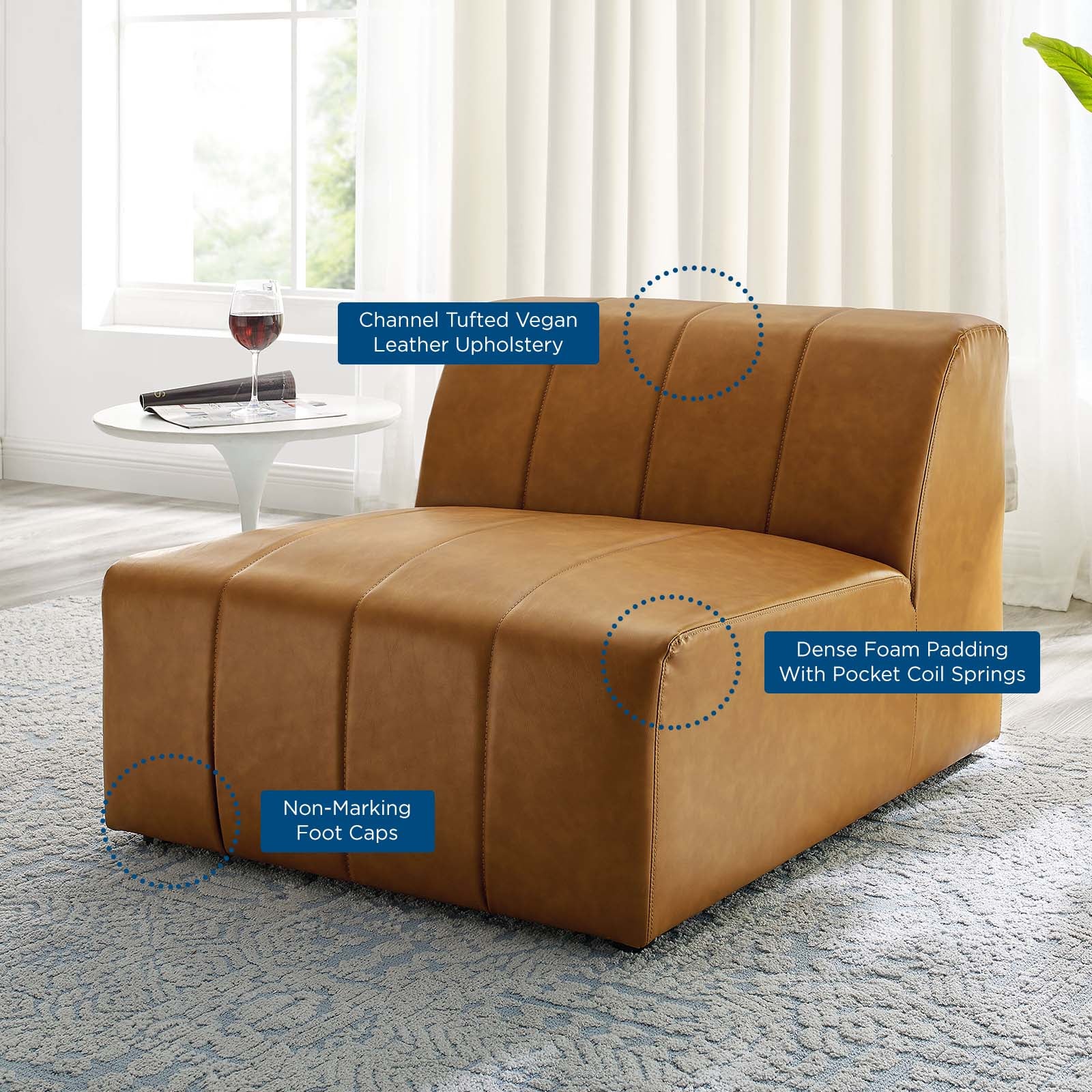 Bartlett Vegan Leather Armless Chair-Armless Chair-Modway-Wall2Wall Furnishings